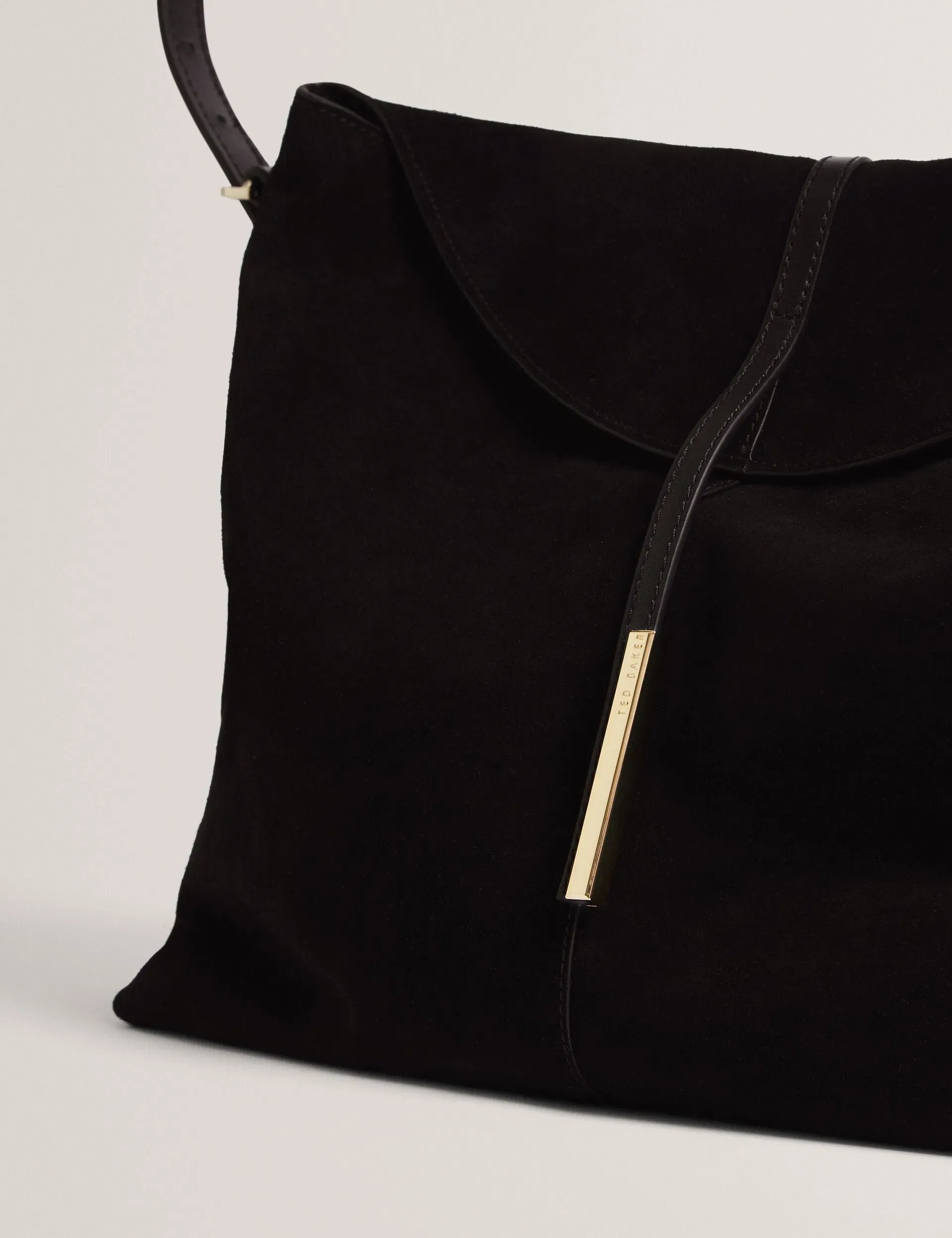 Ted Baker Slloane Suede Leather Slouchy Shoulder Bag In Black Women's