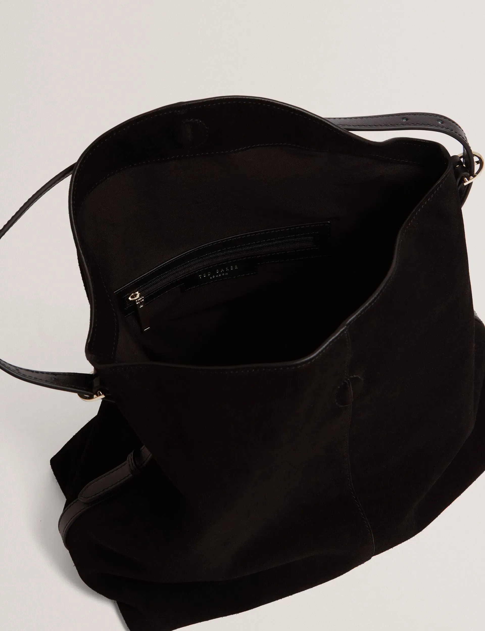 Ted Baker Slloane Suede Leather Slouchy Shoulder Bag In Black Women's