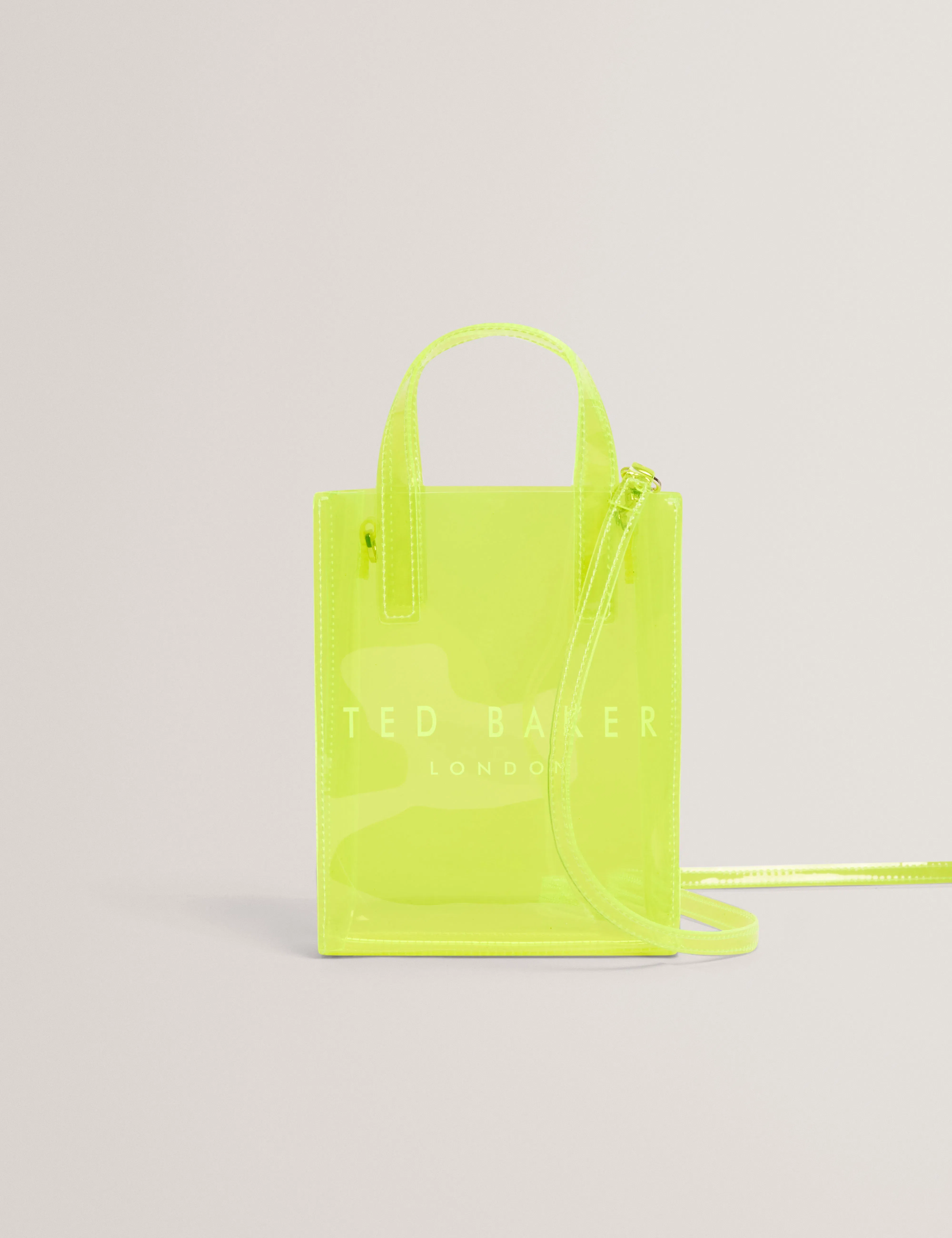 Ted Baker Sheacon Mini Neon Clear Vinyl Icon Tote Bag Bright Yellow Women's