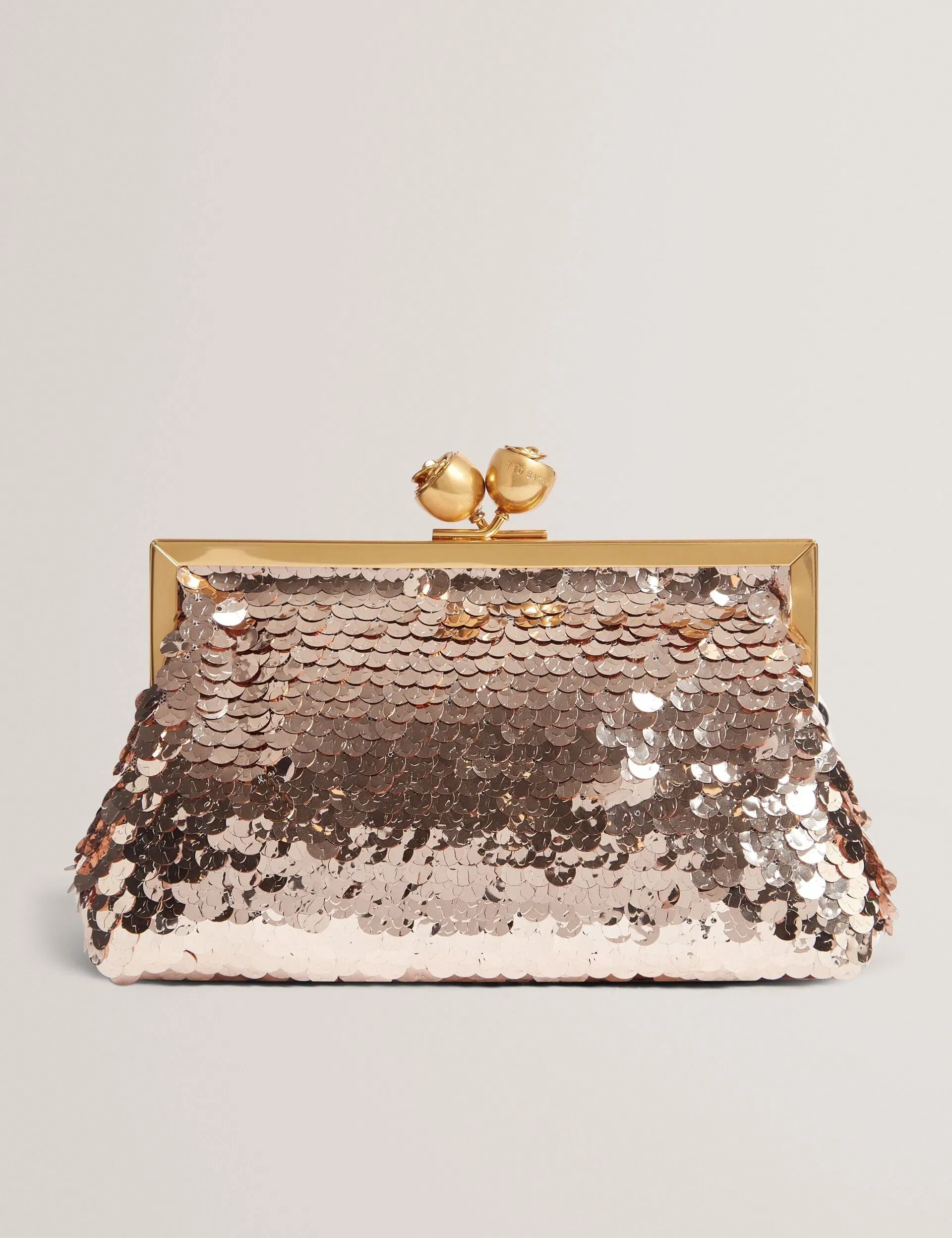 Ted Baker Sequinz Sequin Rose Clasp Clutch Bag Rose Gold Women's