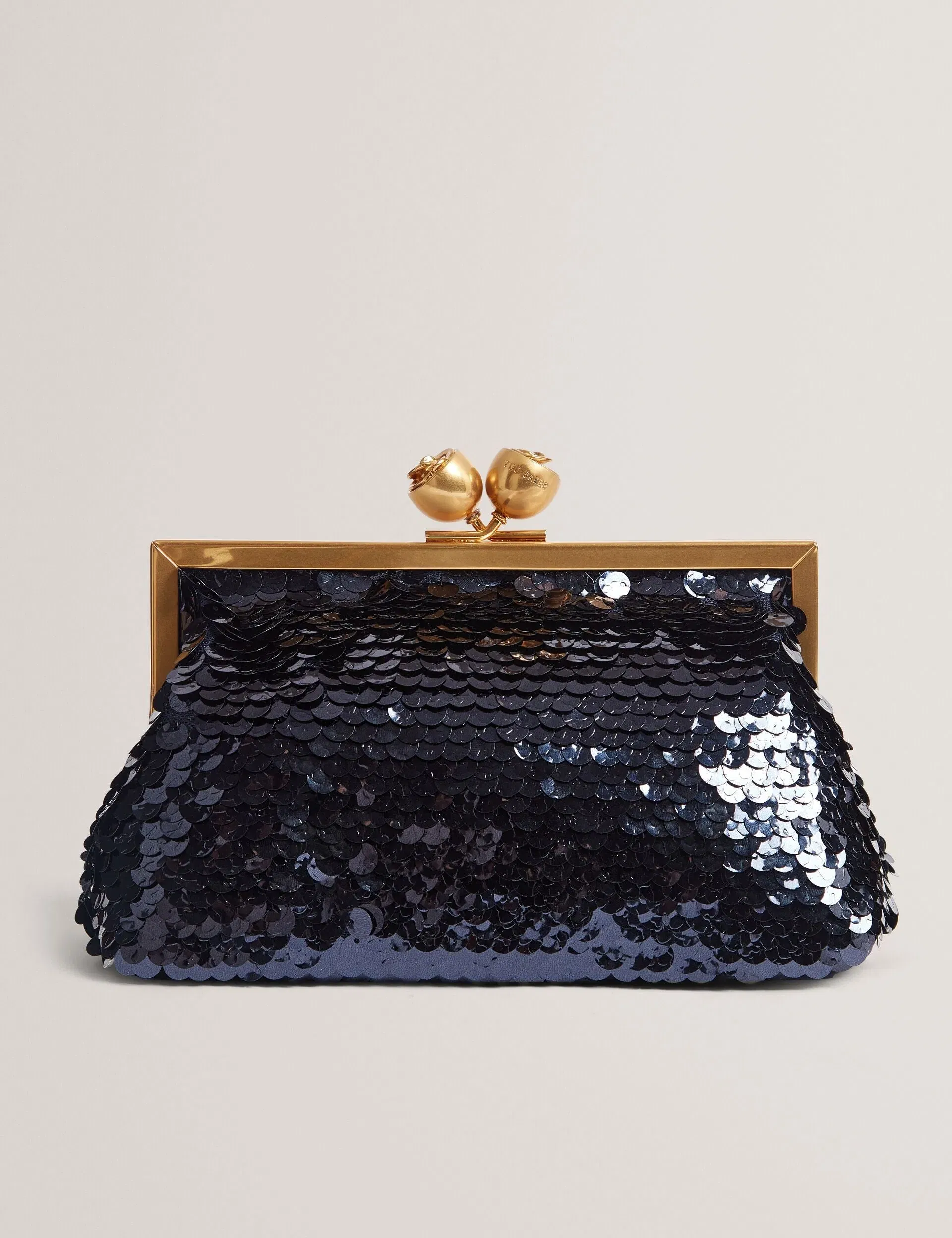 Ted Baker Sequinz Sequin Rose Clasp Clutch Bag Navy Women's