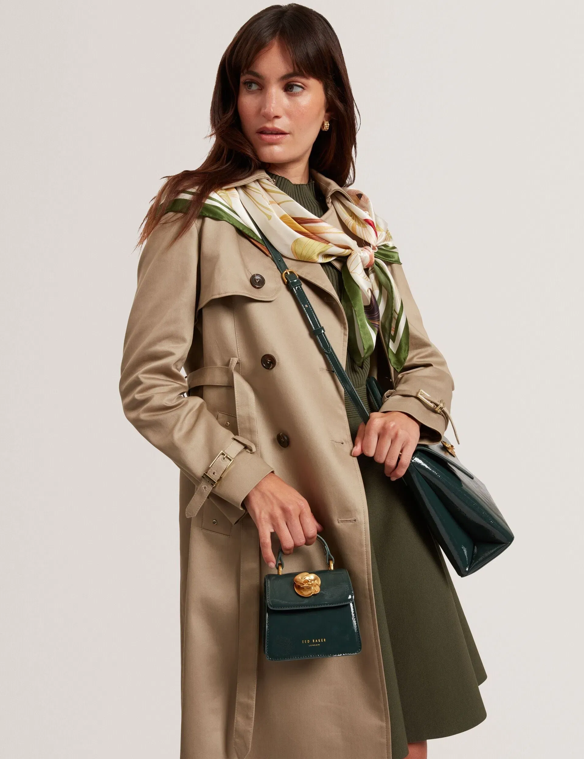 Ted Baker Roselah Hardware Rose Mini Top Handle Bag In Dkgreen Dark Green Women's