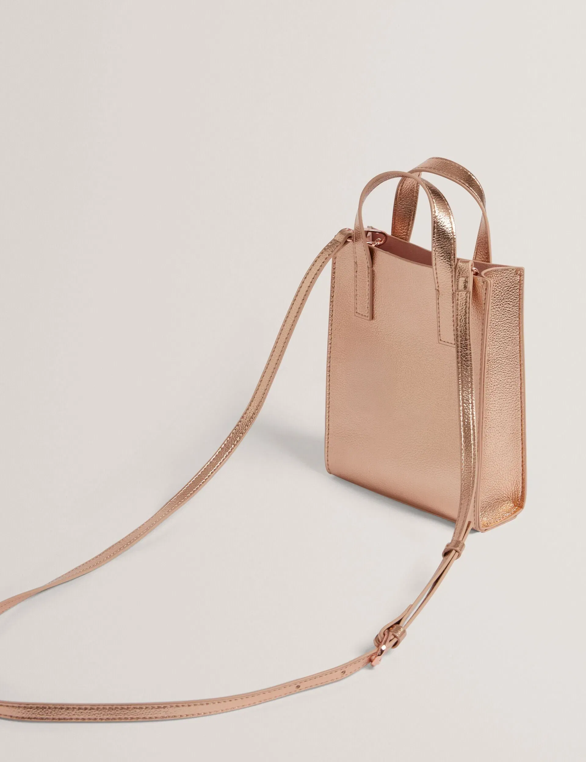 Ted Baker Rosari Metallic Rose Detail Mini Icon Tote Bag Rose Gold Women's