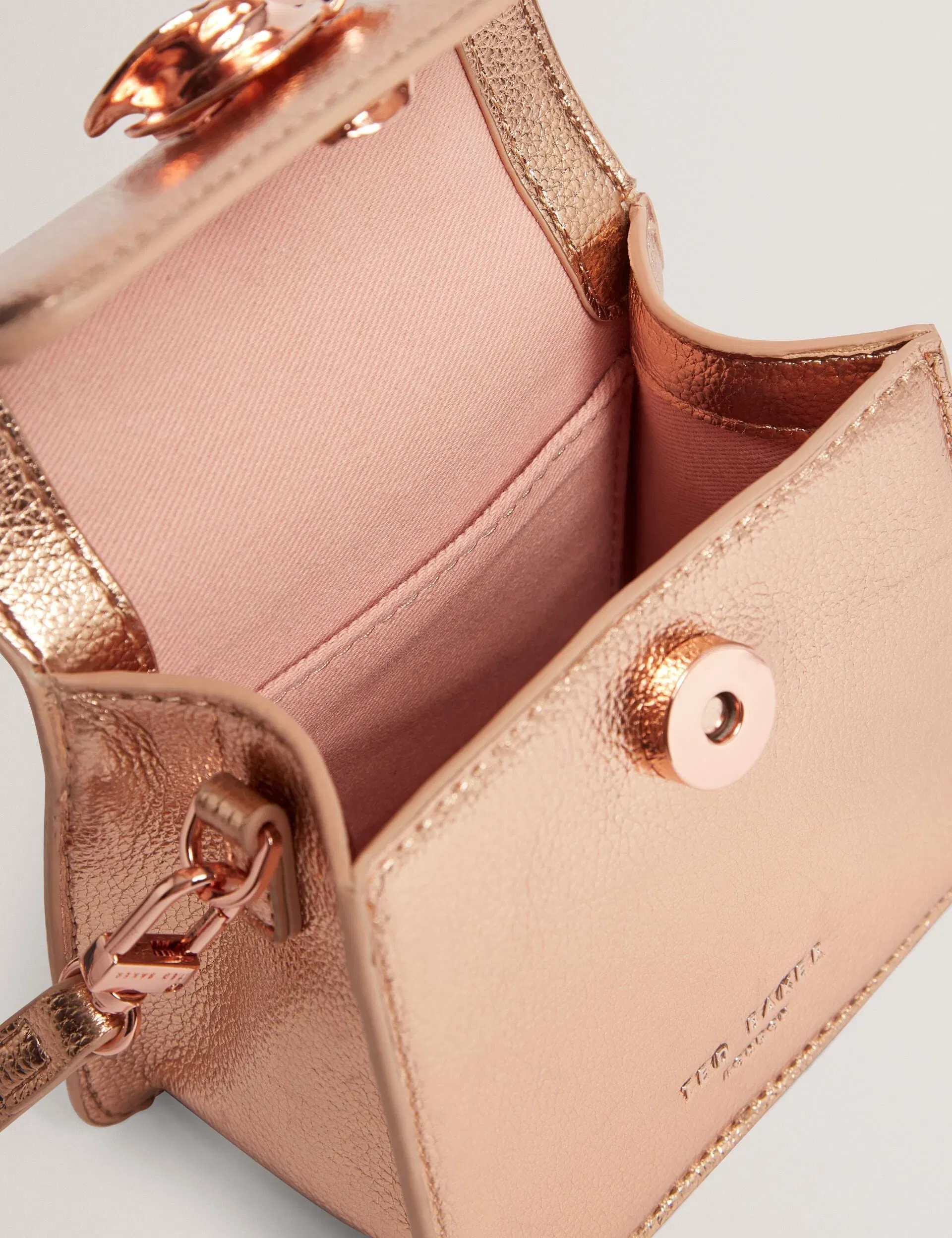 Ted Baker Rosami Metallic Rose Detail Mini Top Handle Bag Rose Gold Women's