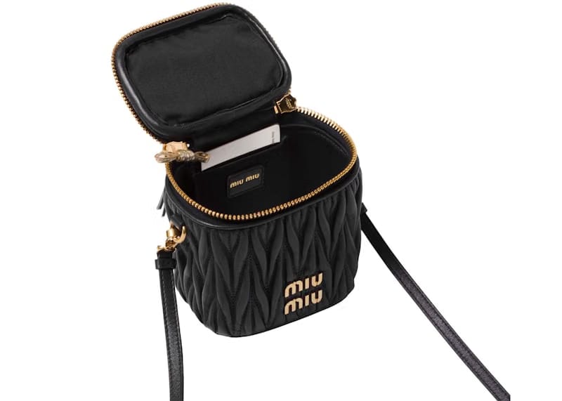 Miu Miu Matelasse Nappa Leather Mini Pouch Black