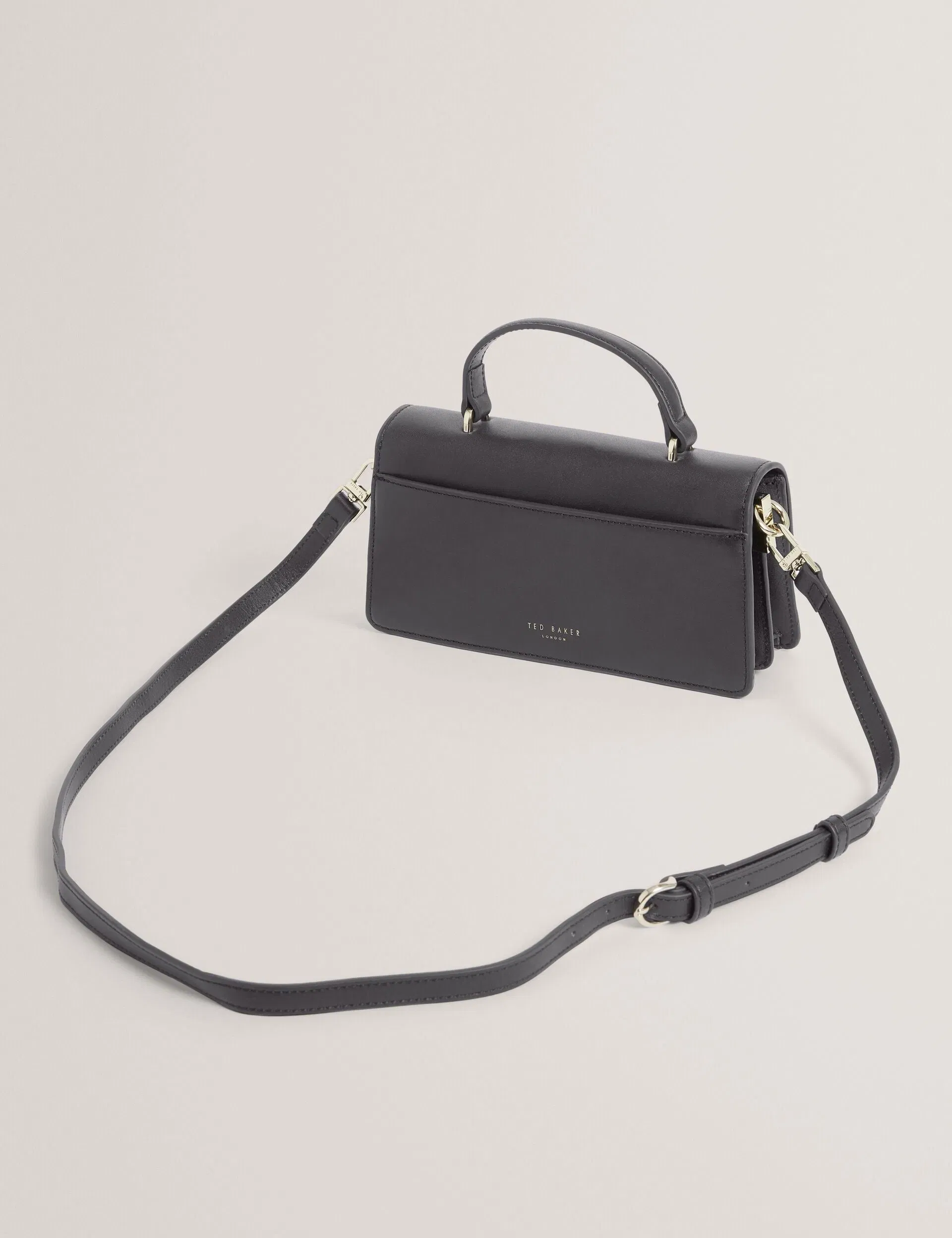 Ted Baker Rhaae Bar Detail Leather Elongated Top Handle Bag Navy Women's