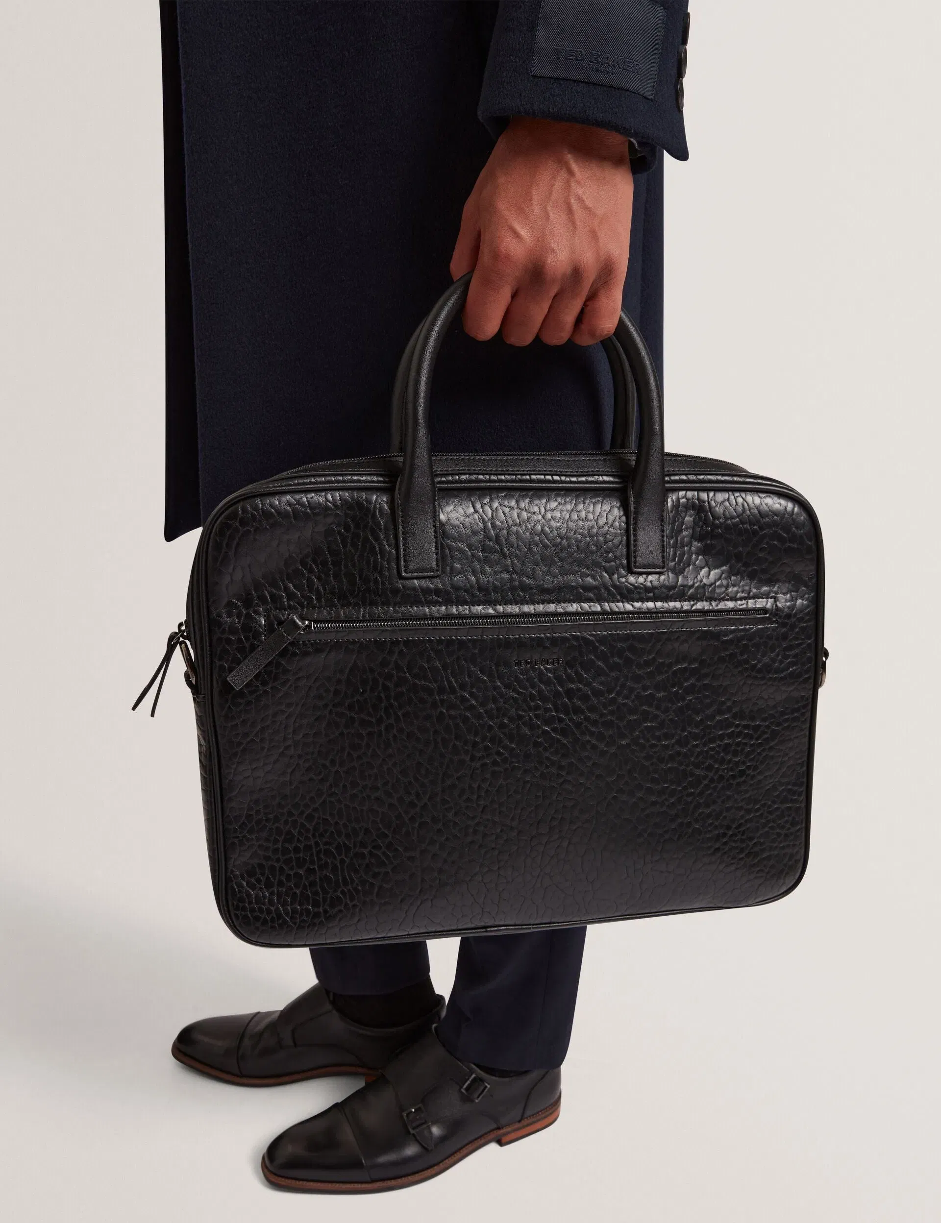Ted Baker Pedrro 15Inch Pebbled Faux Leather Laptop Bag Black