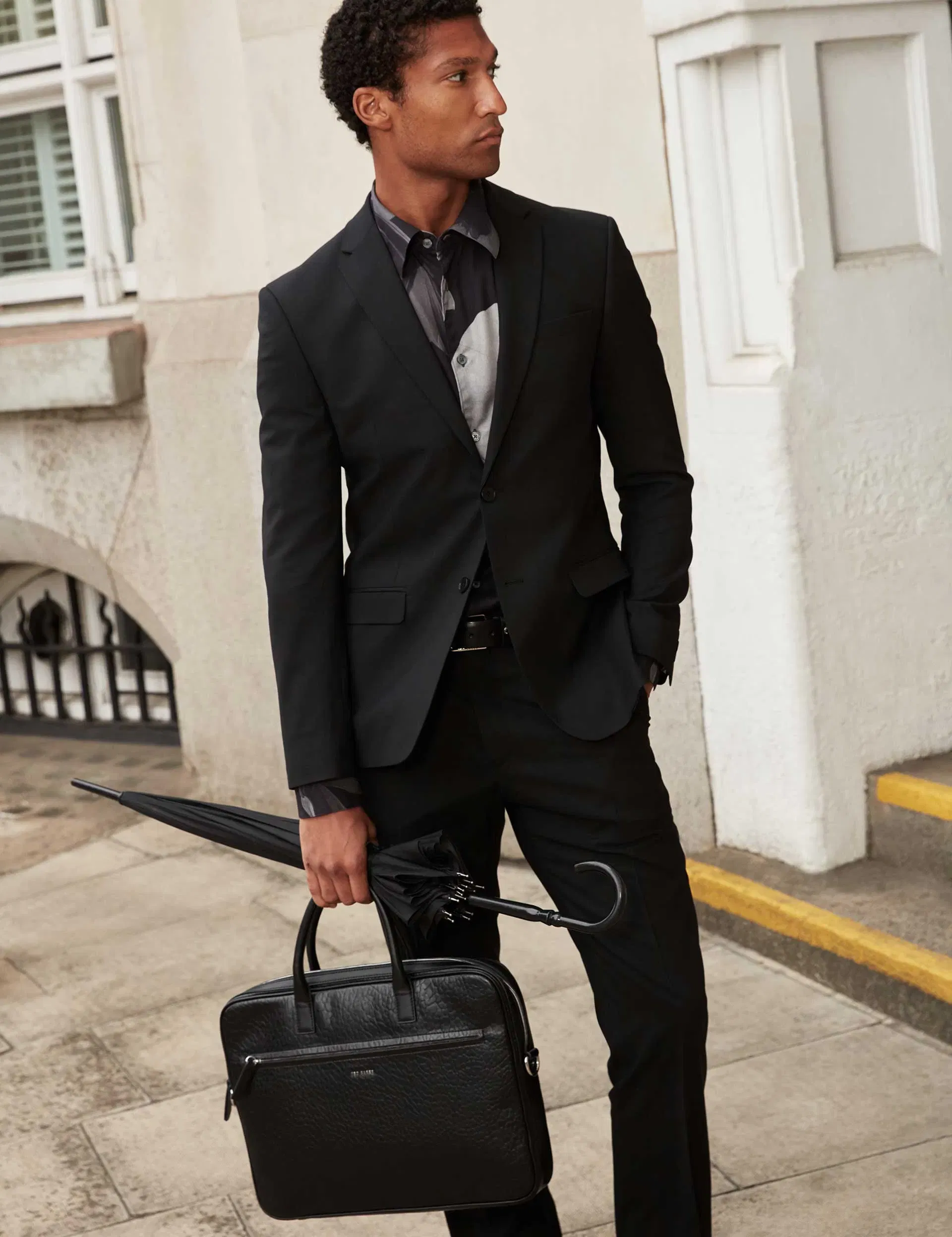 Ted Baker Pedrro 15Inch Pebbled Faux Leather Laptop Bag Black