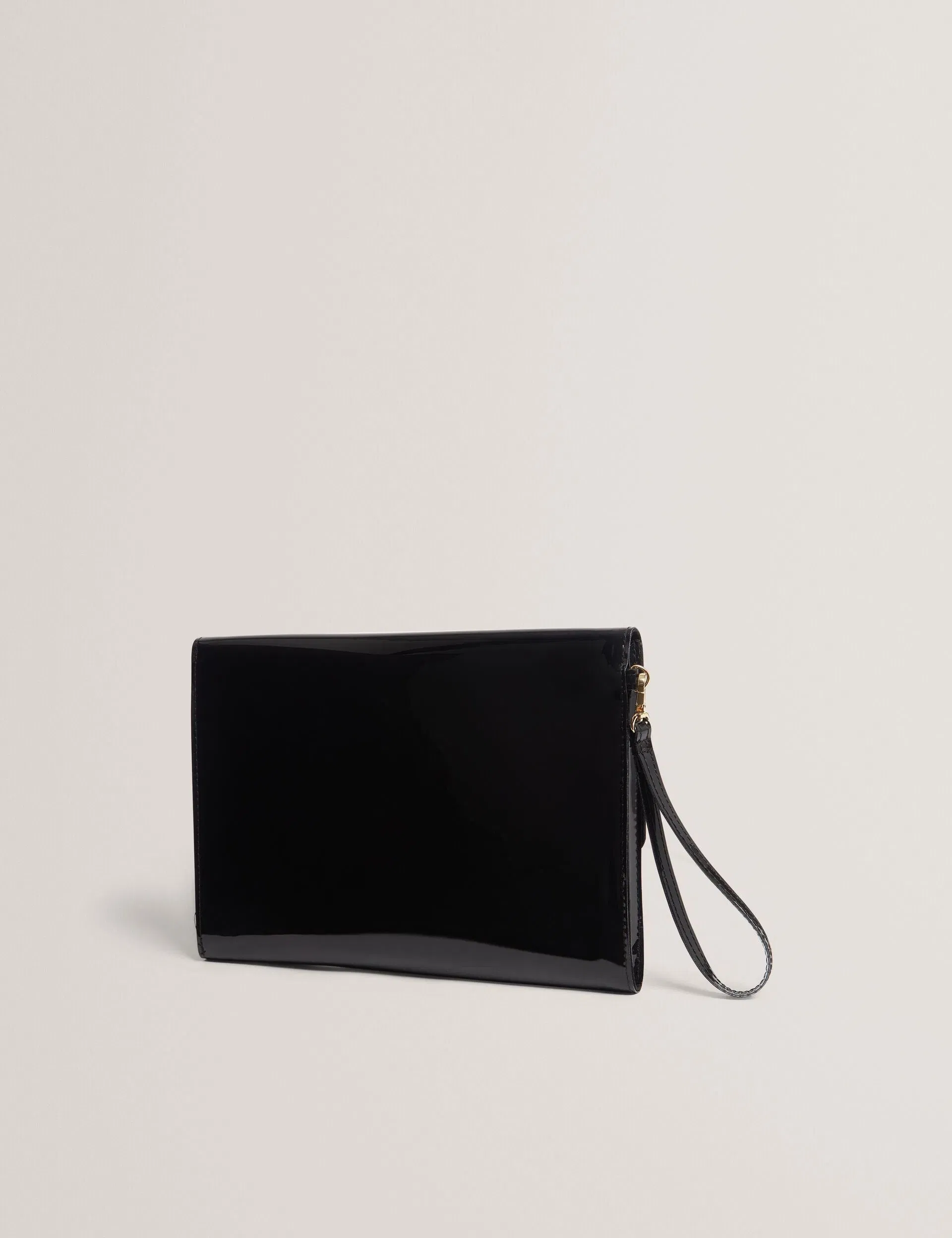 Ted Baker Nikkey Knot Bow Vinyl Envelope Clutch Bag Black Women's
