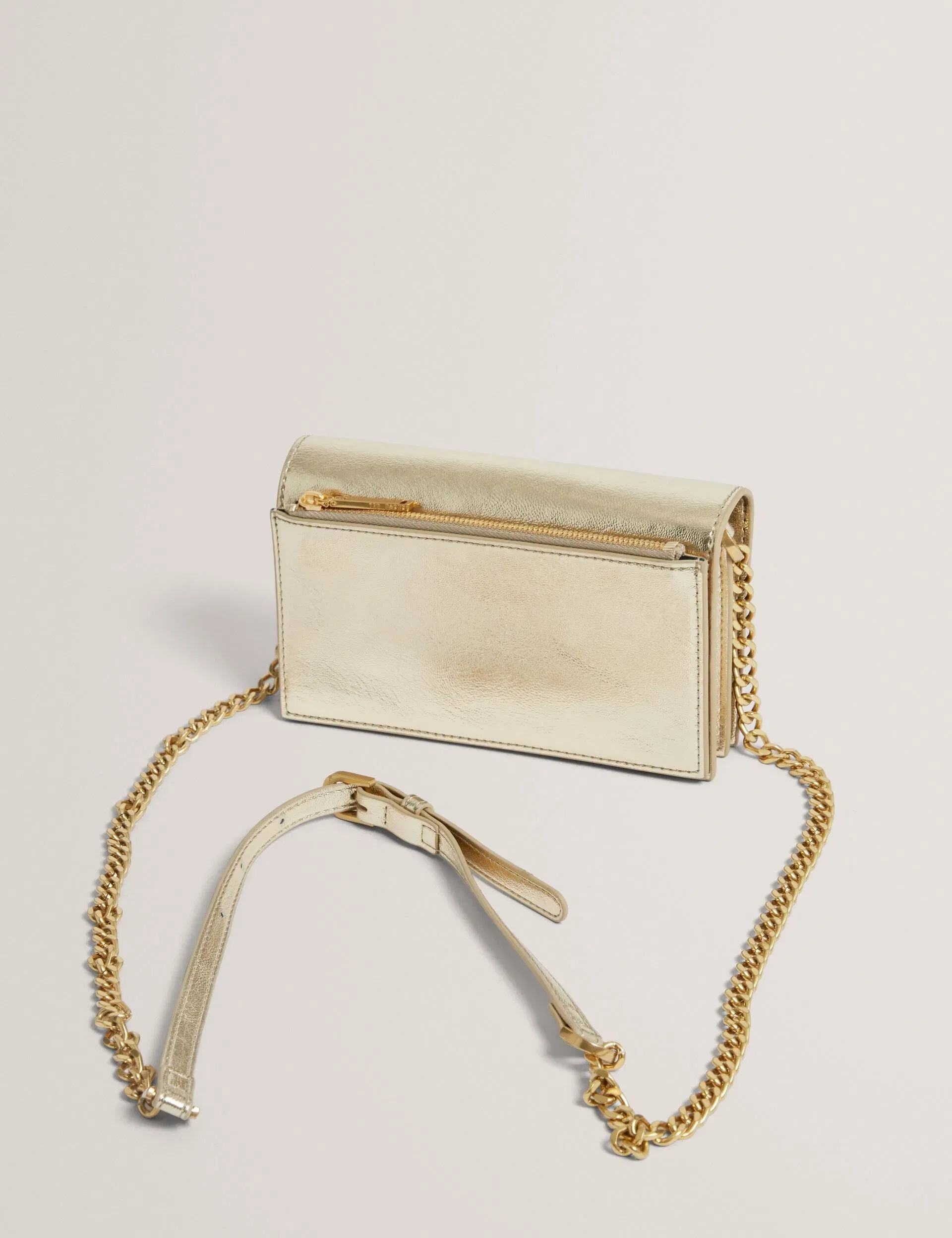 Ted Baker Mahiraa Metallic Faux Leather Crossbody Wallet Bag Gold Women's