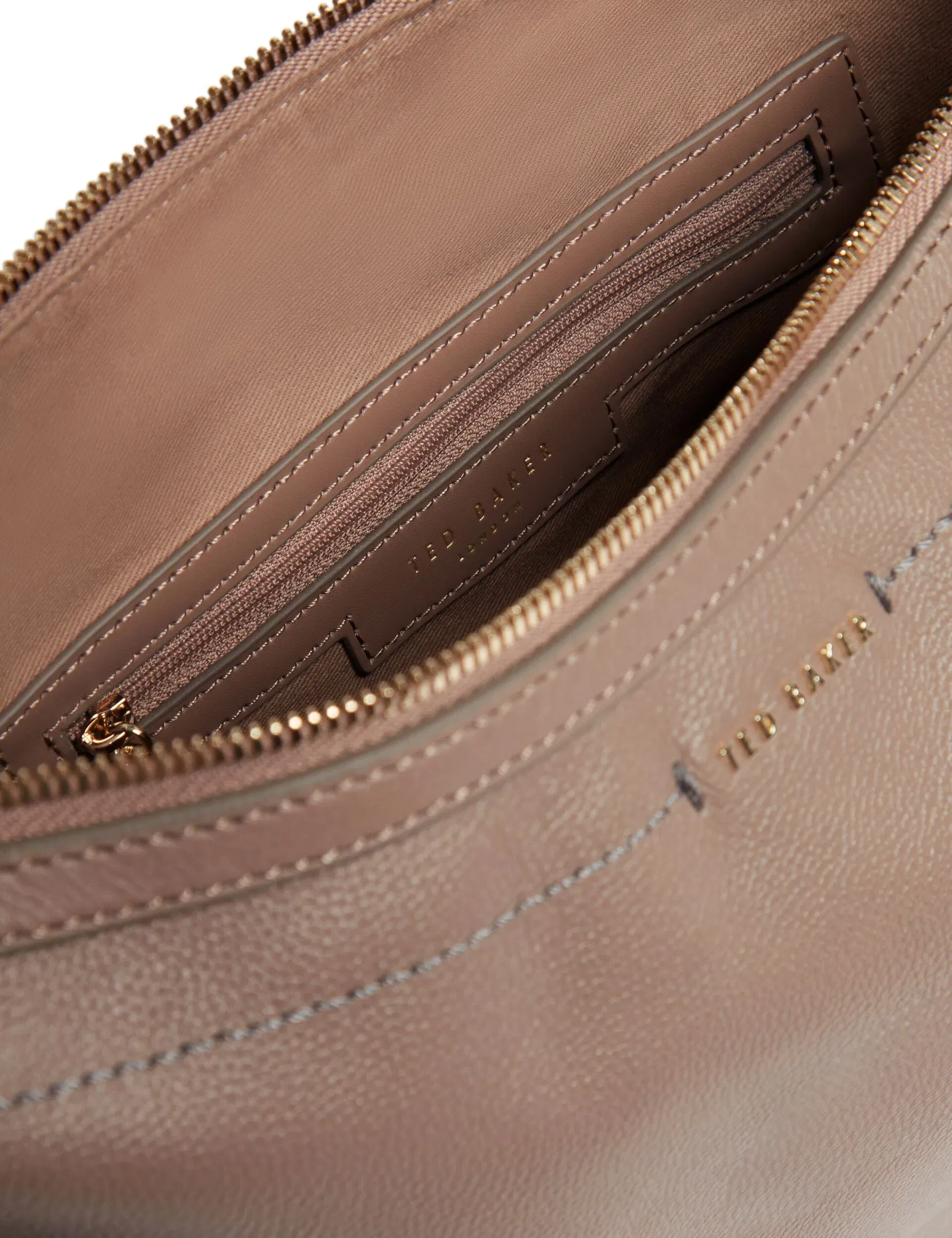 Ted Baker Lyshia Webbing Strap Large Leather Hobo Bag Taupe Women's