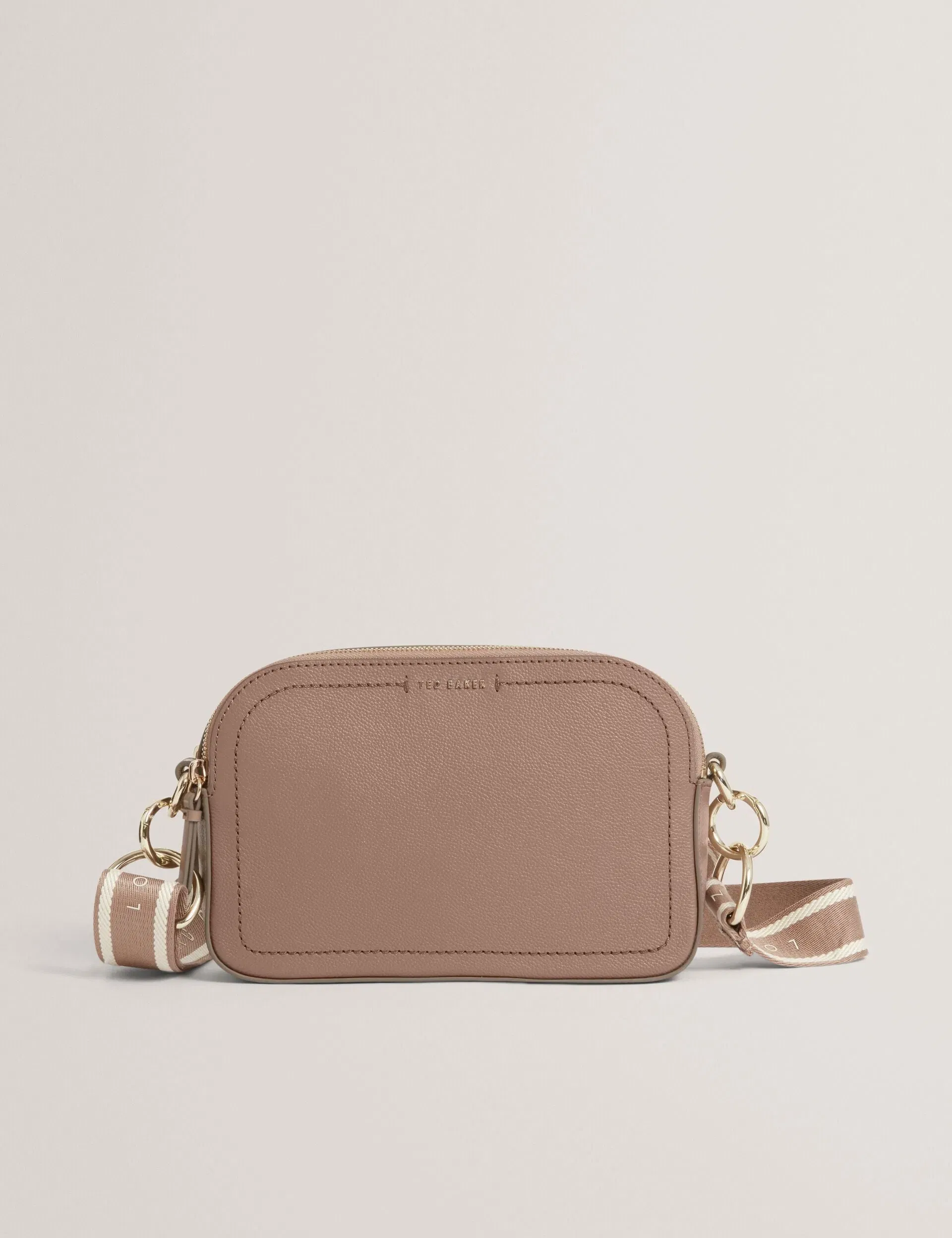 Ted Baker Luceele Logo Webbing Leather Crossbody Camera Bag Taupe Women's