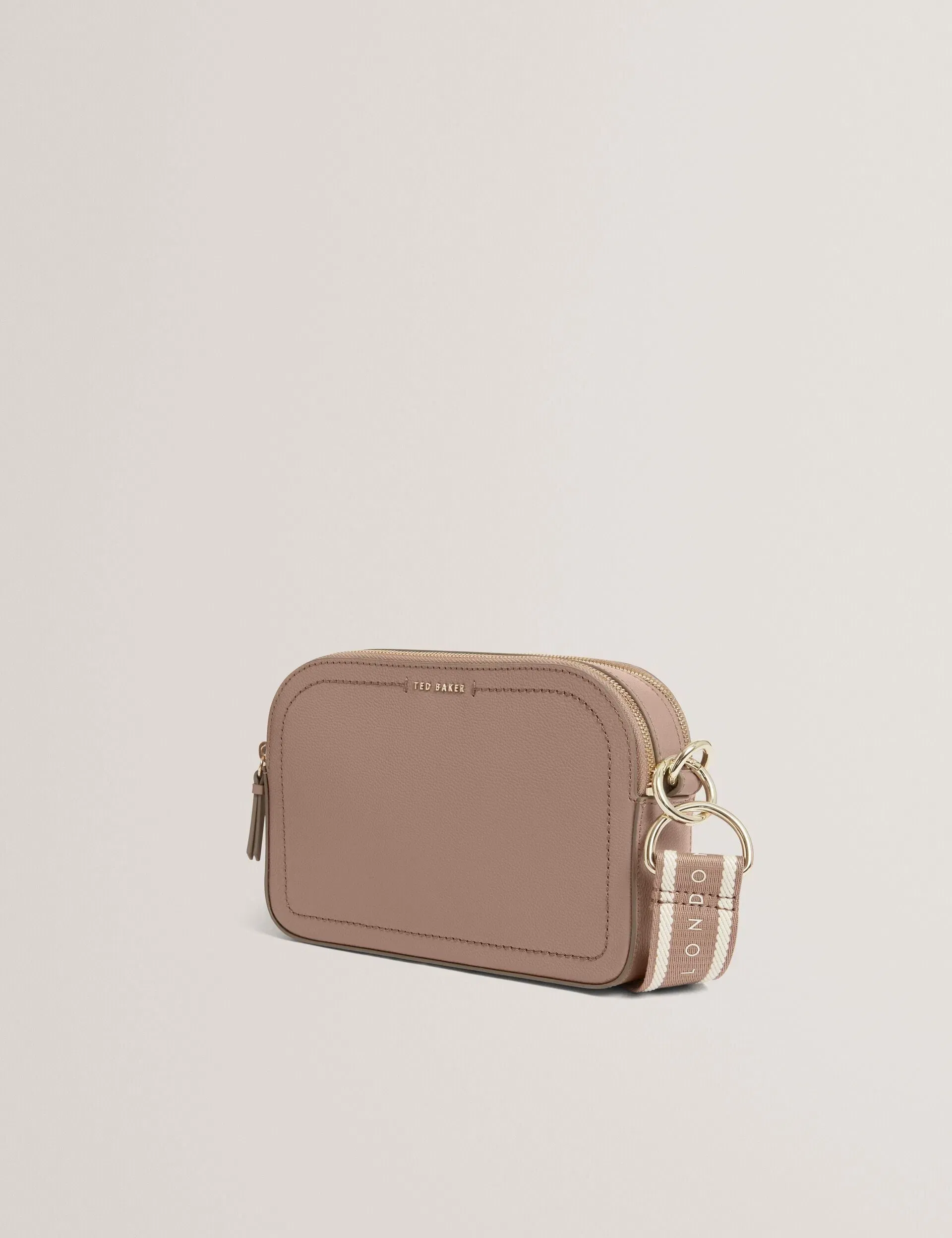 Ted Baker Luceele Logo Webbing Leather Crossbody Camera Bag Taupe Women's