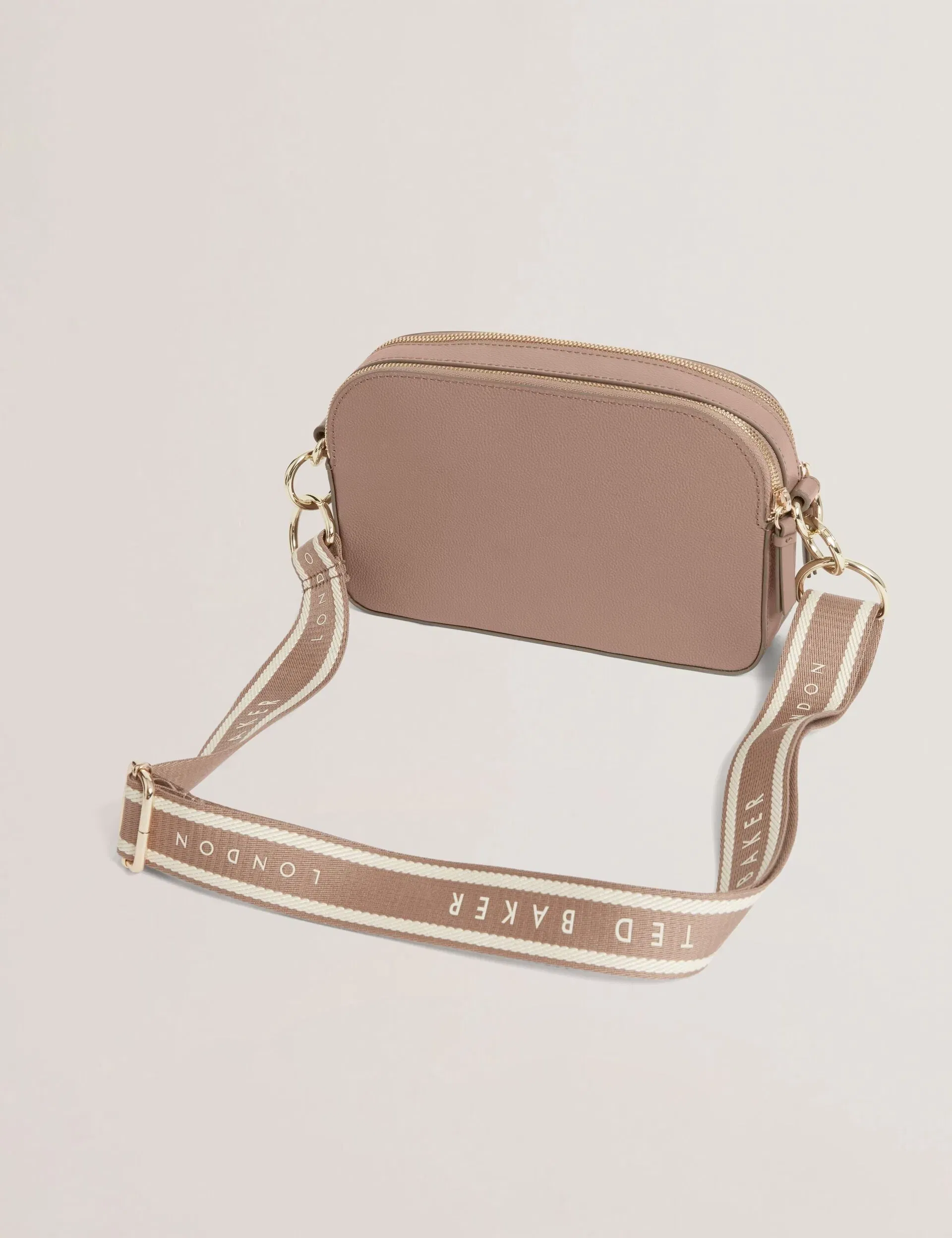 Ted Baker Luceele Logo Webbing Leather Crossbody Camera Bag Taupe Women's