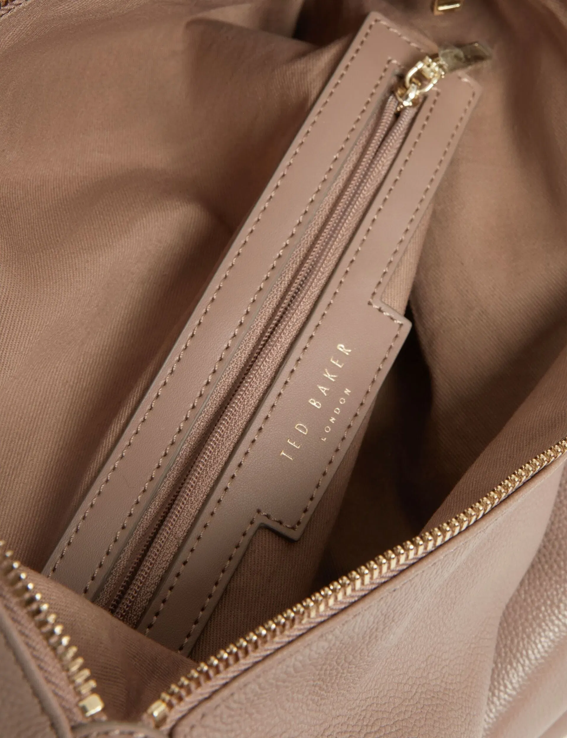 Ted Baker Luccea Branding Webbing Large Leather Backpack Taupe Women's