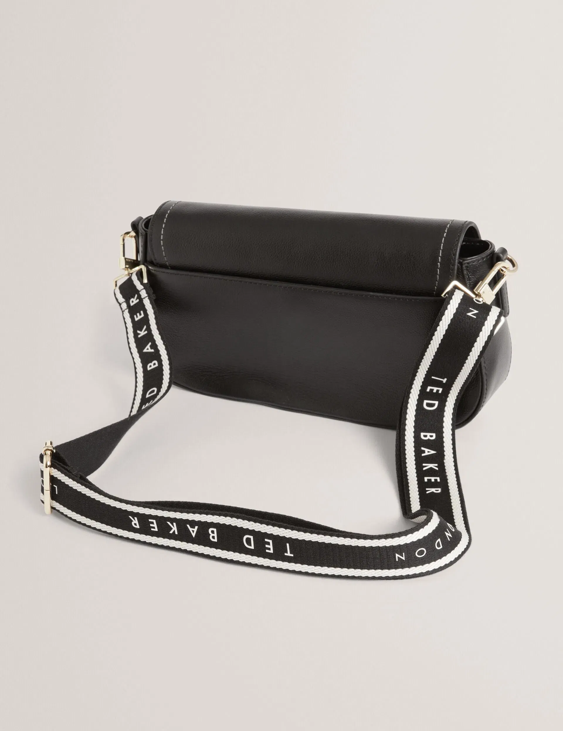 Ted Baker Louiize Webbing Leather Baguette Crossbody Bag Black Women's
