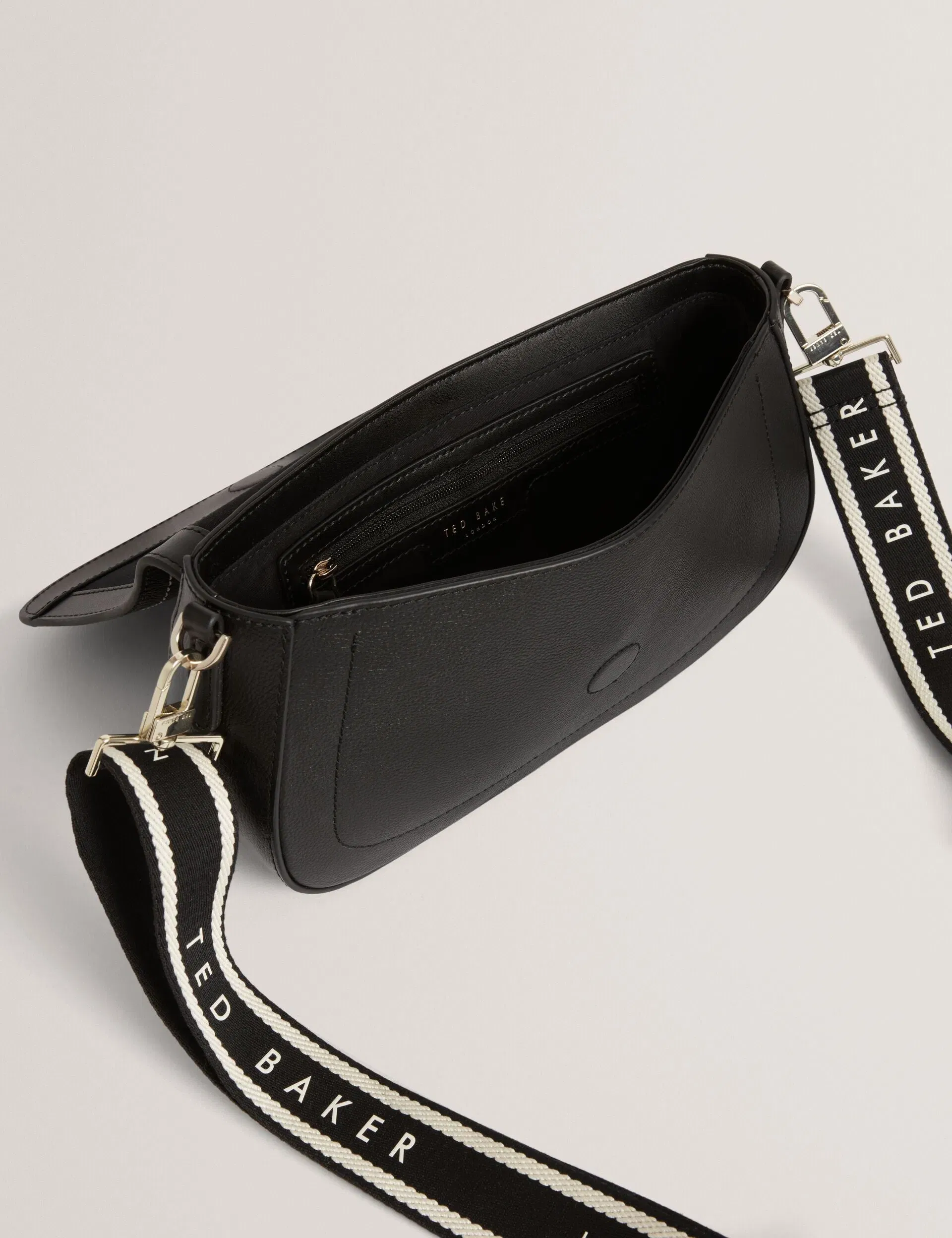 Ted Baker Louiize Webbing Leather Baguette Crossbody Bag Black Women's