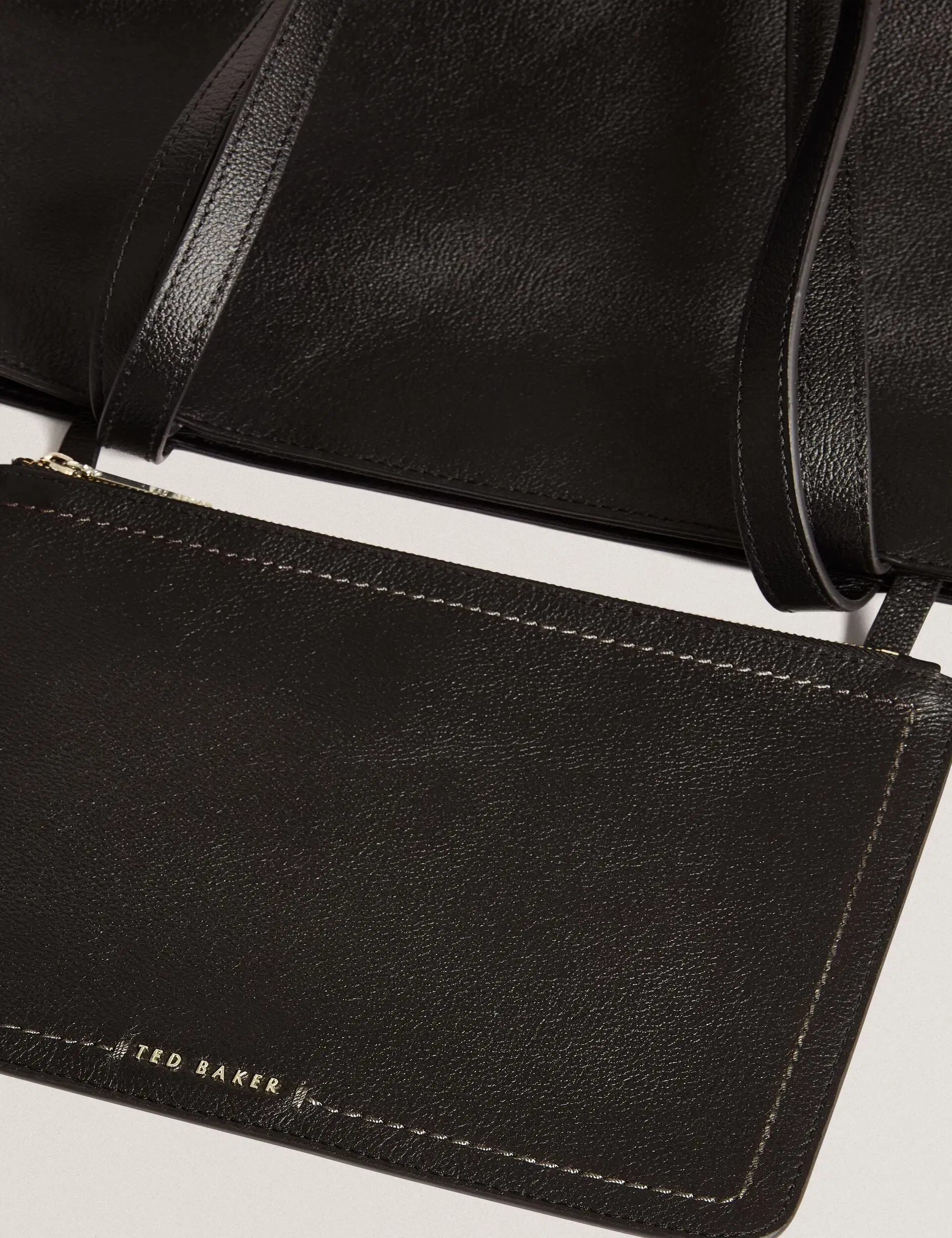 Ted Baker Lenyya Pebbled Leather Wide Tote Bag Black Women's