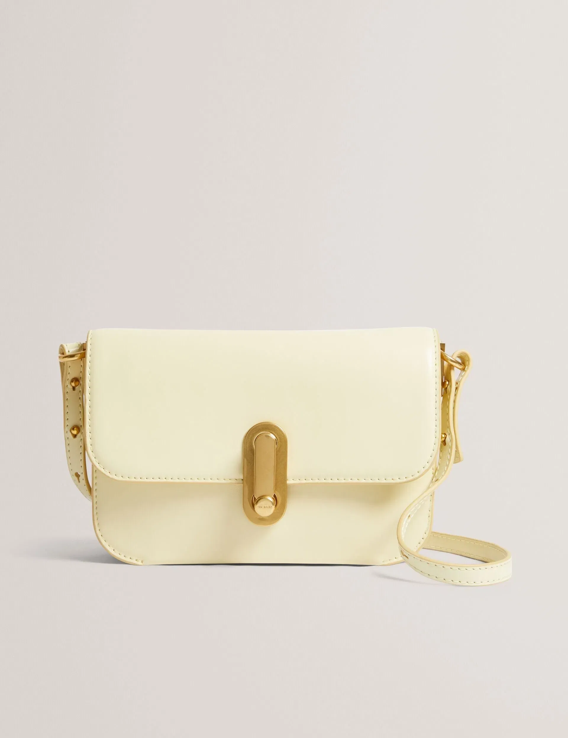 Ted Baker Kkaysa Leather Twist Lock Small Crossbody Bag Light Yellow Women's
