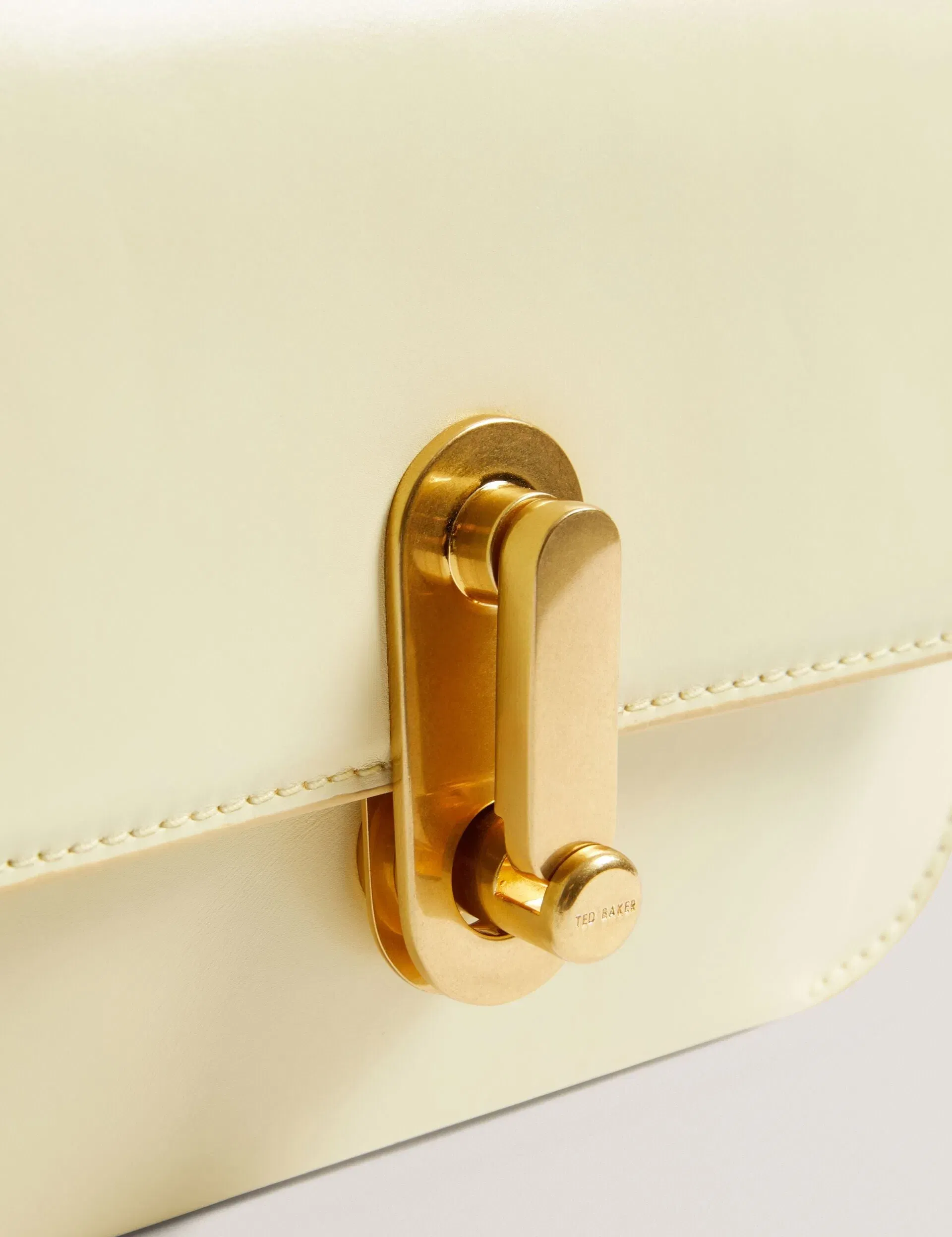 Ted Baker Kkaysa Leather Twist Lock Small Crossbody Bag Light Yellow Women's