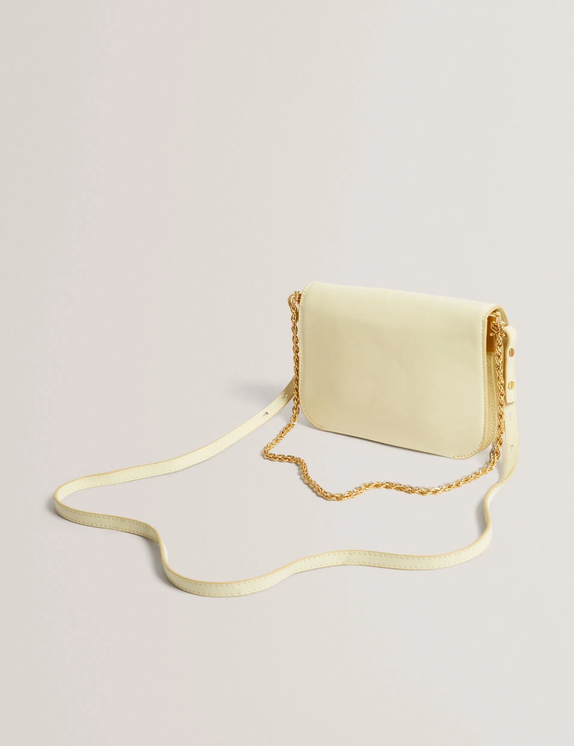 Ted Baker Kkaysa Leather Twist Lock Small Crossbody Bag Light Yellow Women's