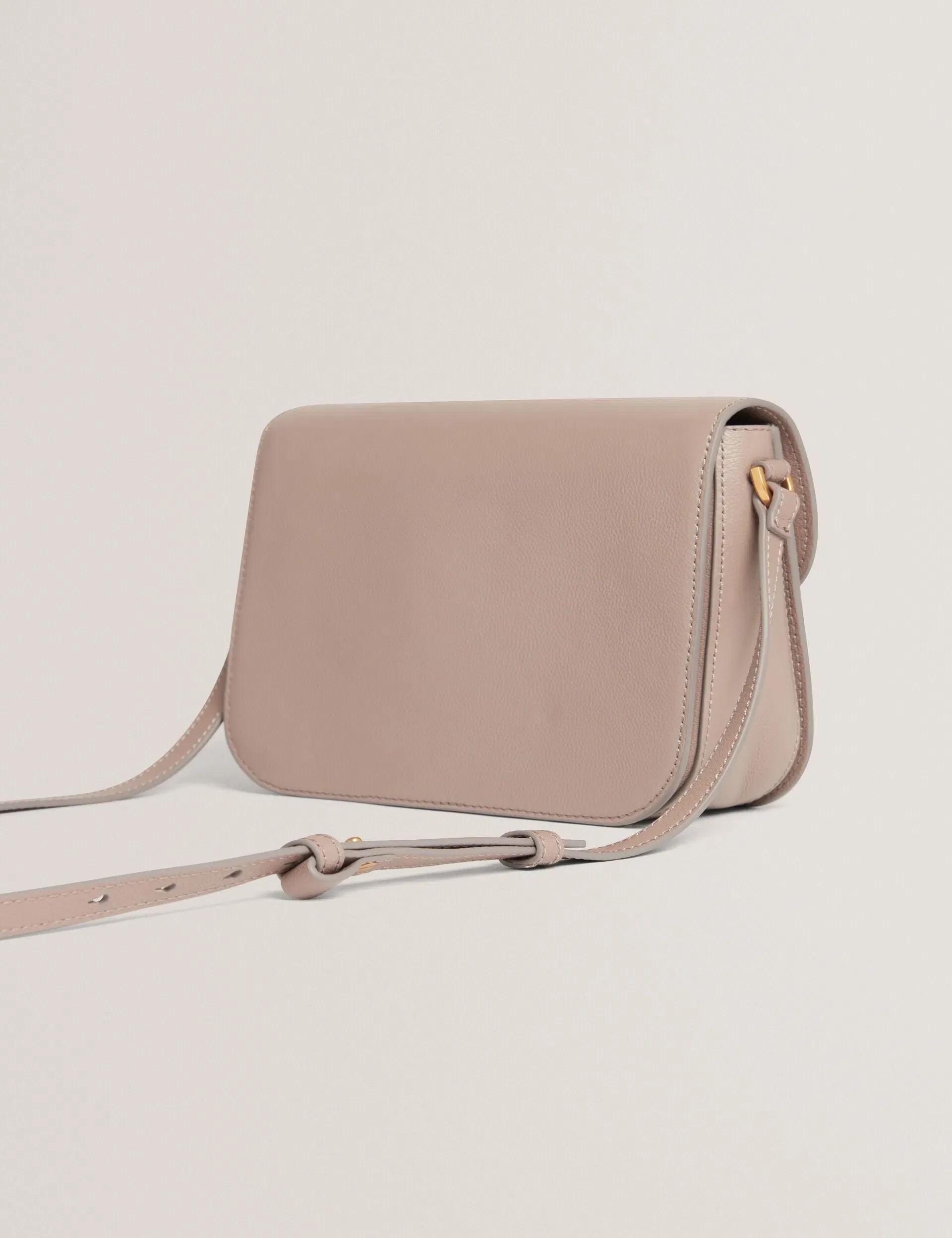 Ted Baker Kkarli Twist Lock Leather Satchel Crossbody Bag Taupe Women's