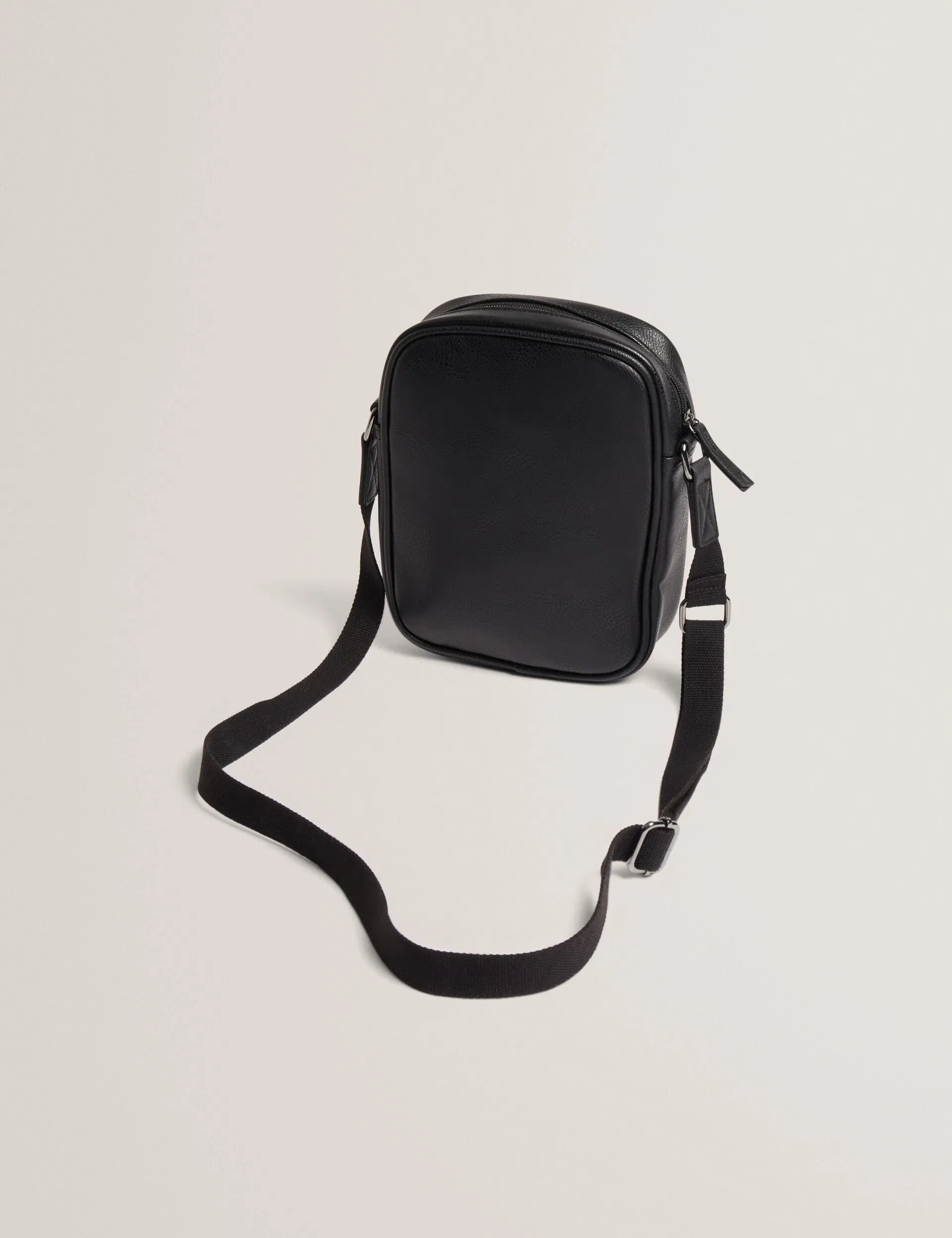 Ted Baker Keiigan Striped Panel Pu Reporter Crossbody Bag Black