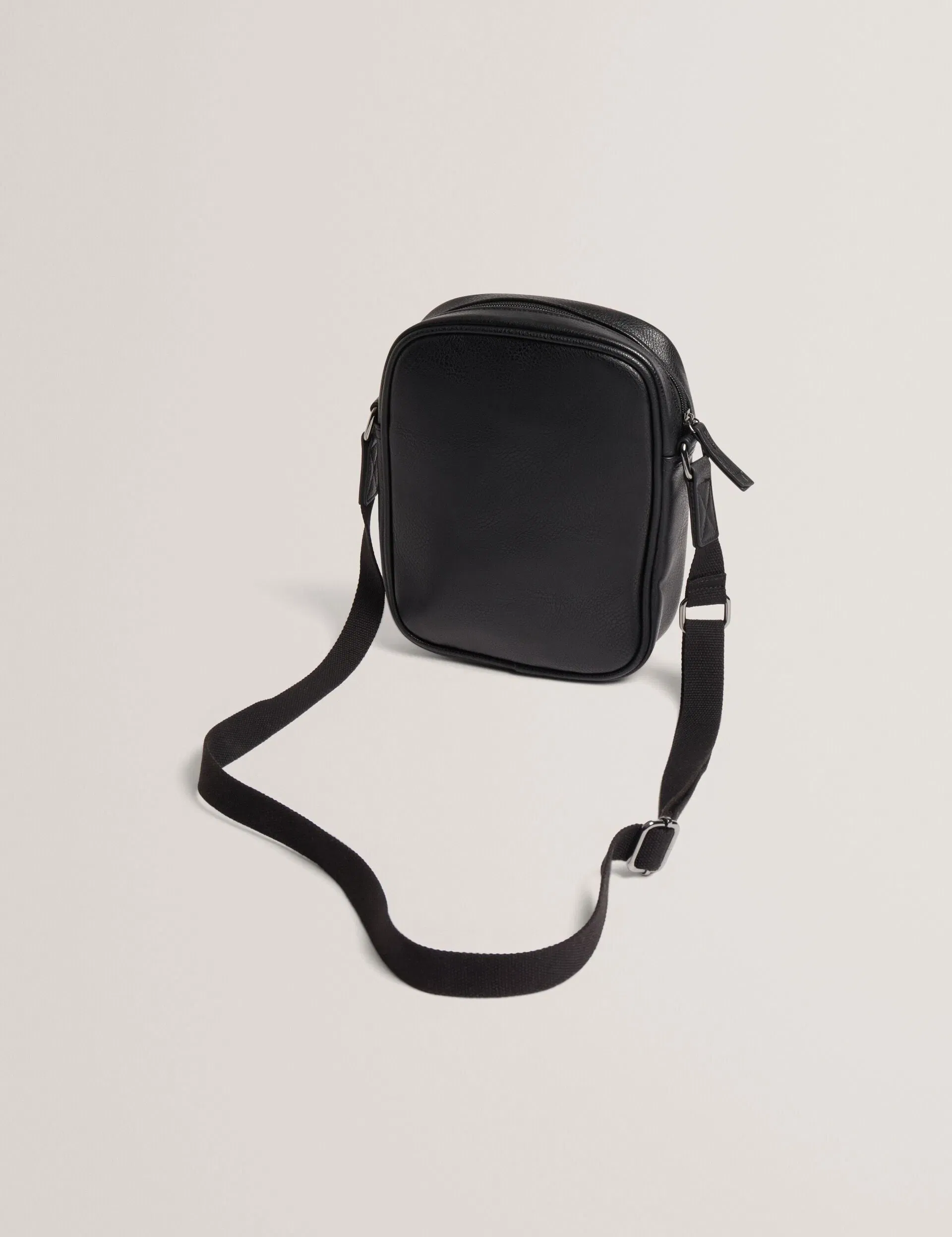 Ted Baker Keiigan Striped Panel Pu Reporter Crossbody Bag Black