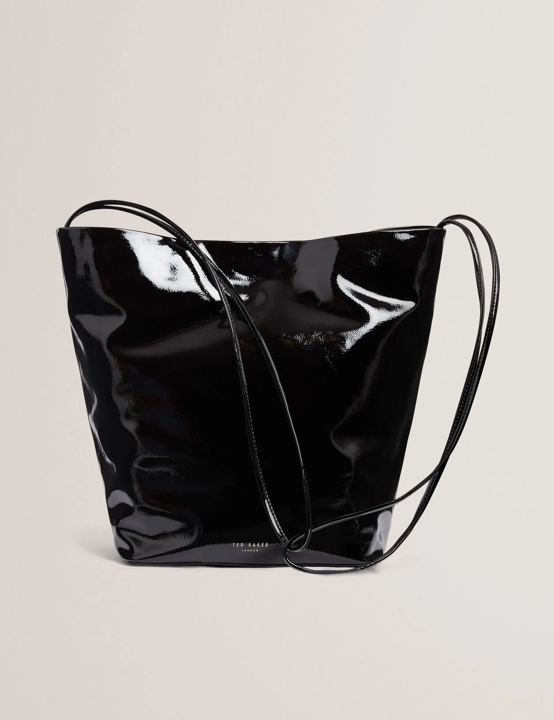 Ted Baker Kamilaa Crinkled Pu Slim Strap Bucket Bag Black Women's