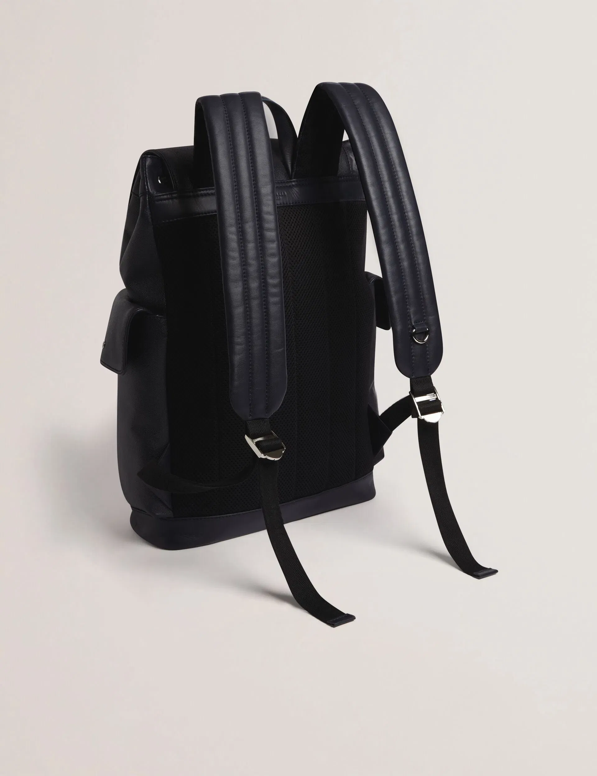 Ted Baker Kailebs Navy Caviar Leather Draw Cord Large Backpack Dark Navy