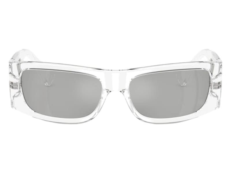 Versace Rectangle Sunglasses Mirror SilverSilverSilverTransparent Transparent (VE4482 148/8V)