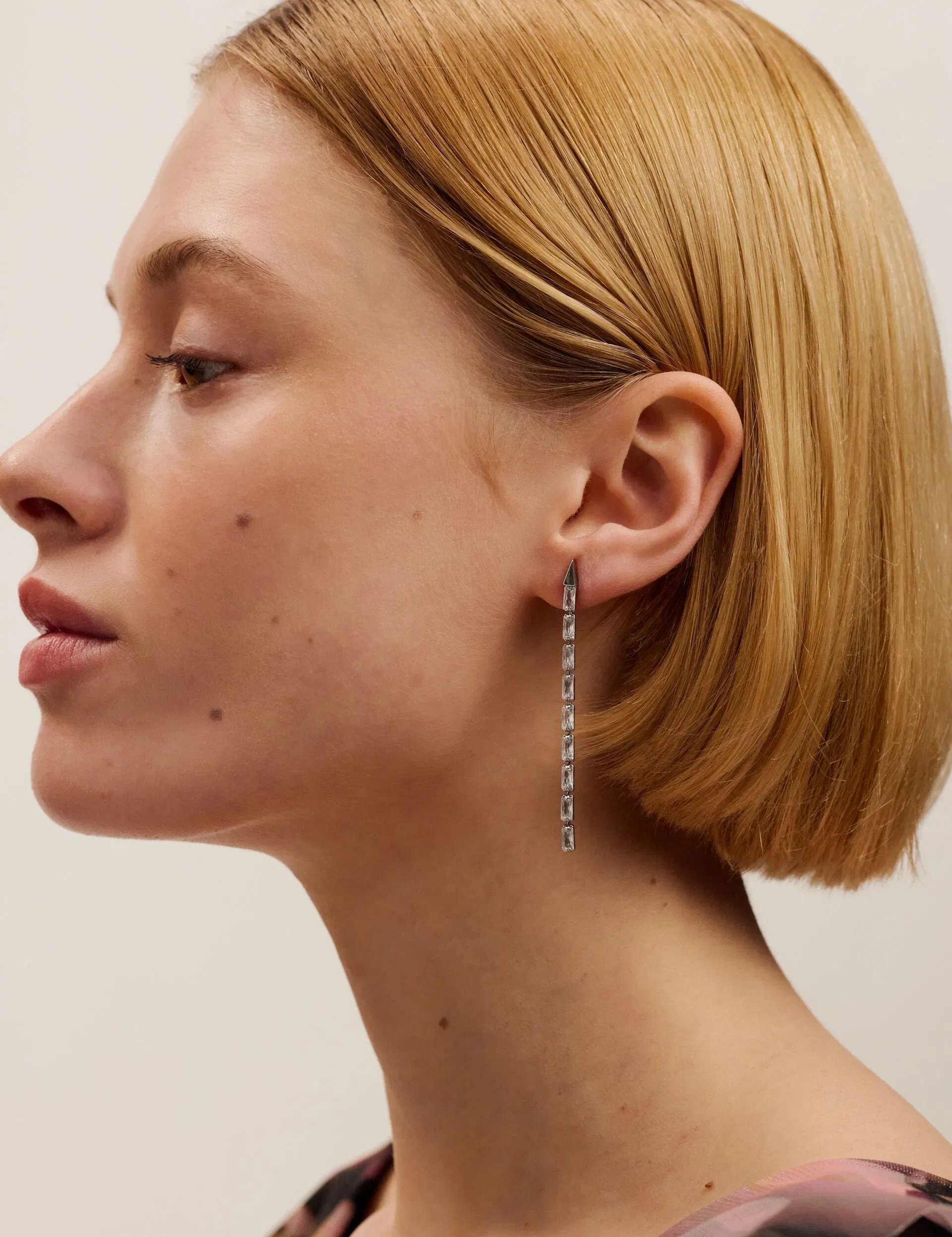 Ted Baker Isalie Baguette Crystal Long Drop Earrings Silver Women's