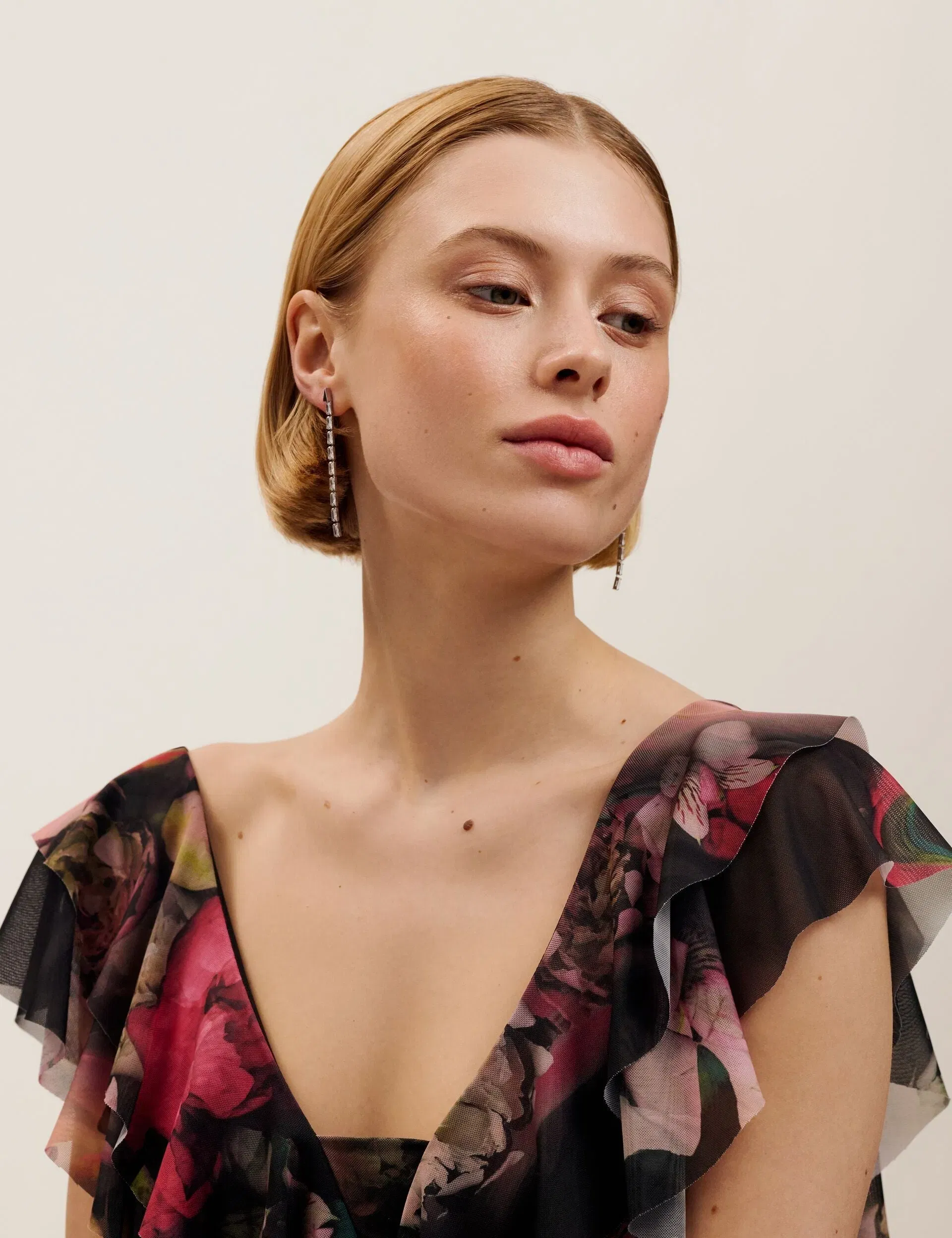 Ted Baker Isalie Baguette Crystal Long Drop Earrings Silver Women's