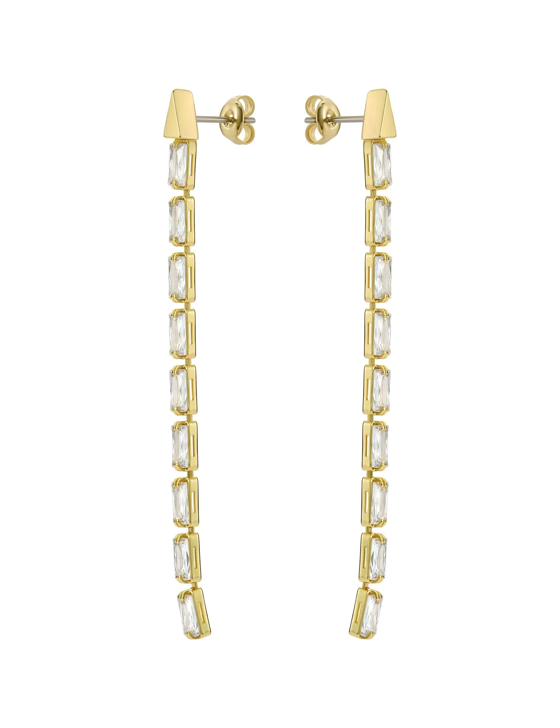 Ted Baker Isalie Baguette Crystal Long Drop Earrings Gold Women's