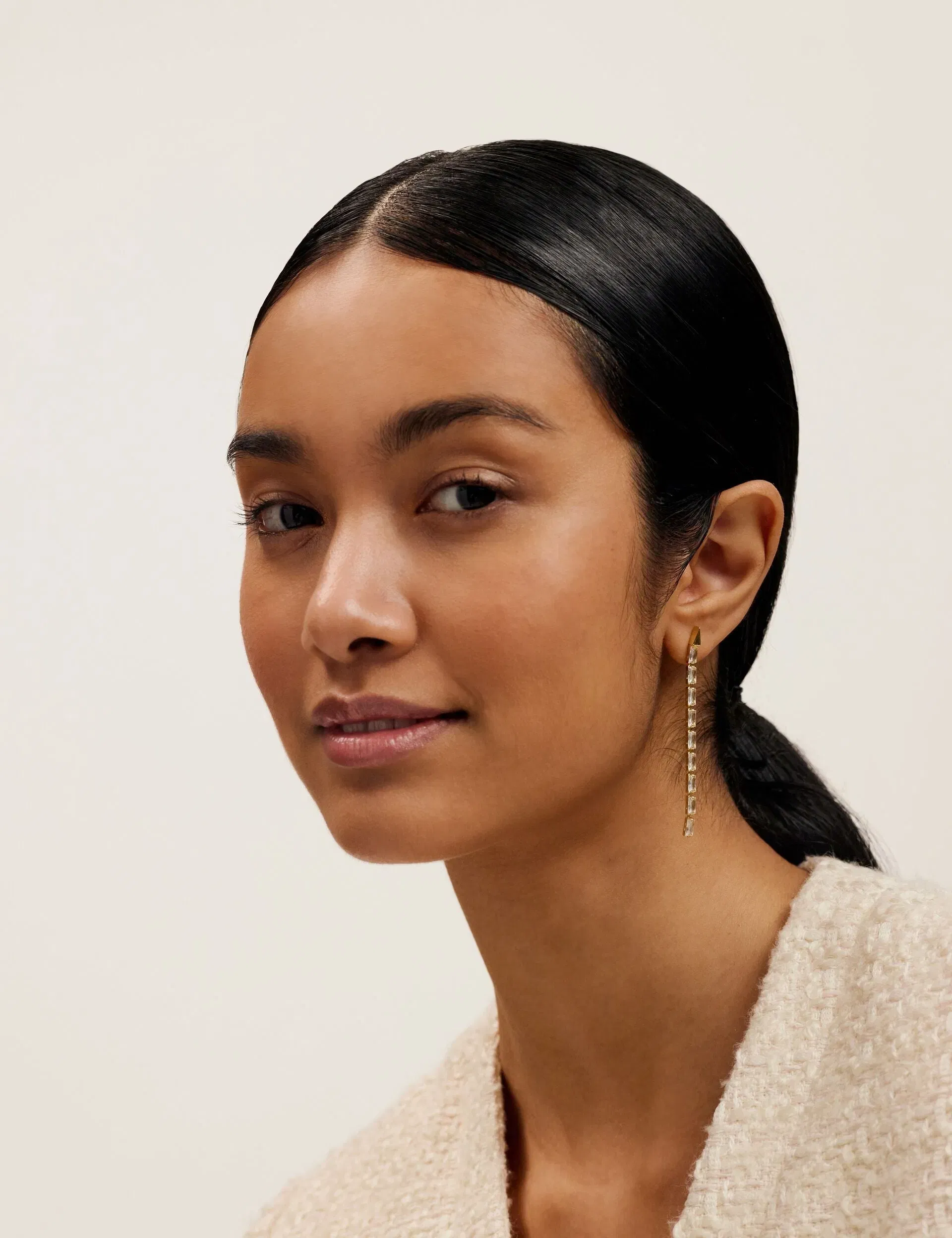 Ted Baker Isalie Baguette Crystal Long Drop Earrings Gold Women's