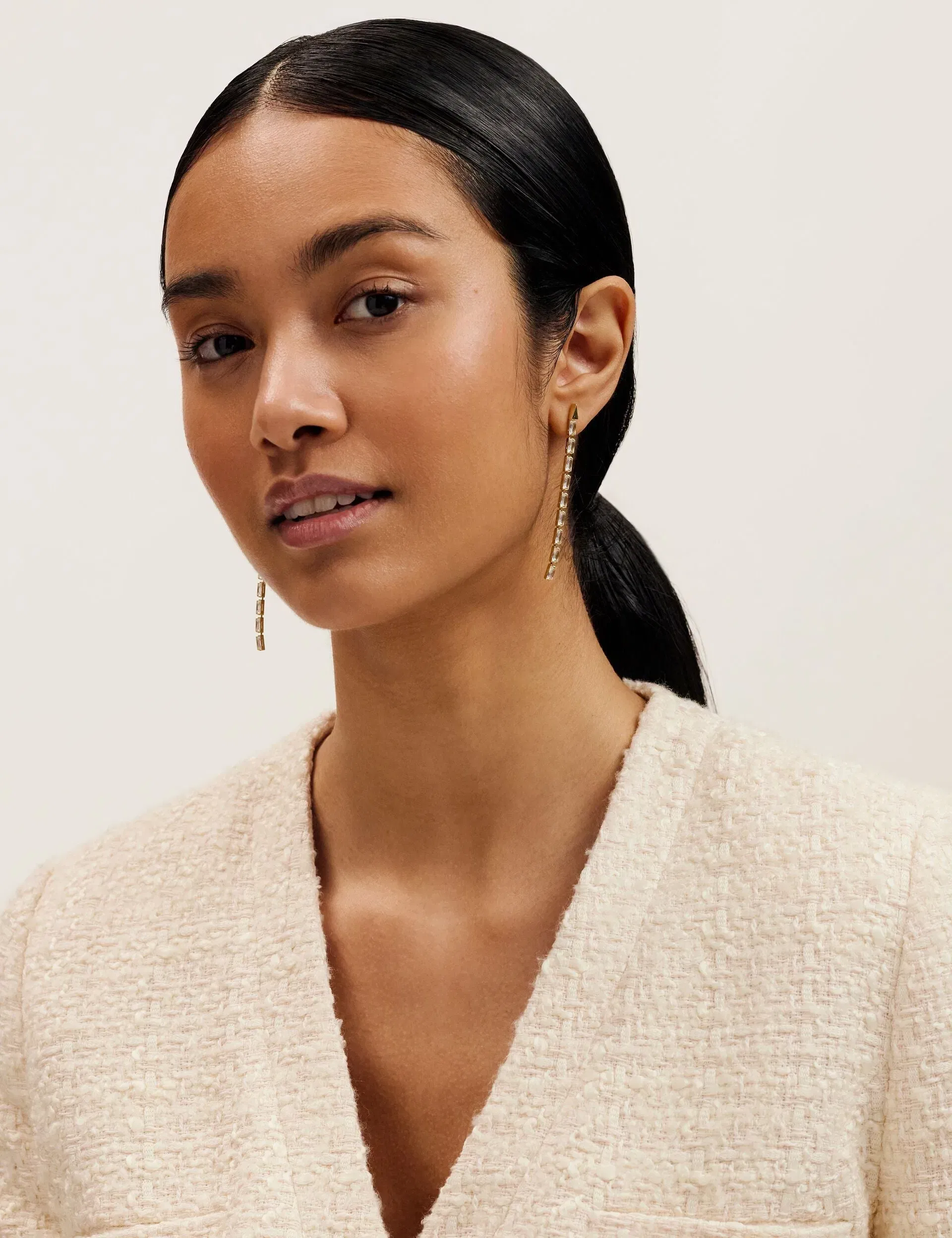 Ted Baker Isalie Baguette Crystal Long Drop Earrings Gold Women's