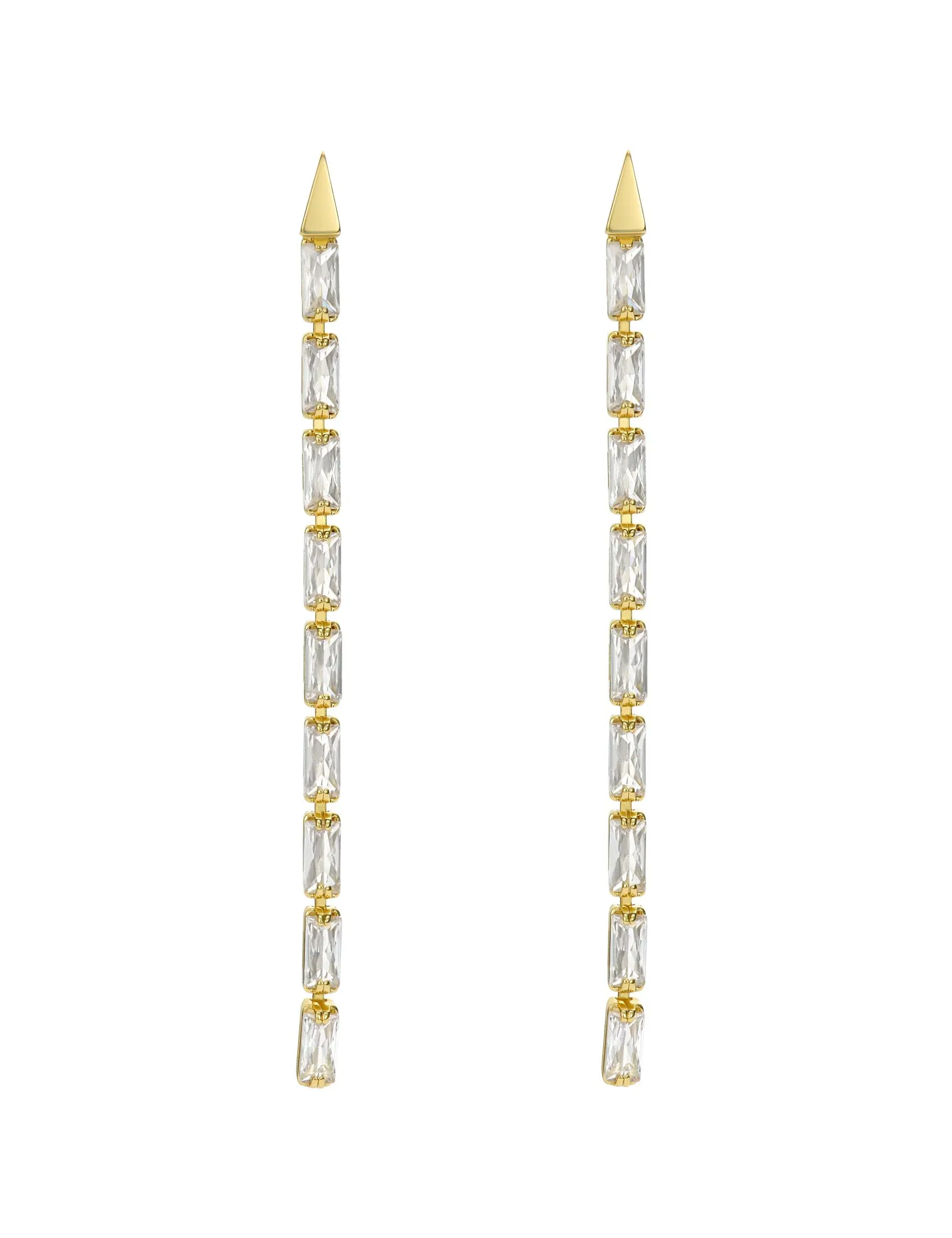 Ted Baker Isalie Baguette Crystal Long Drop Earrings Gold Women's