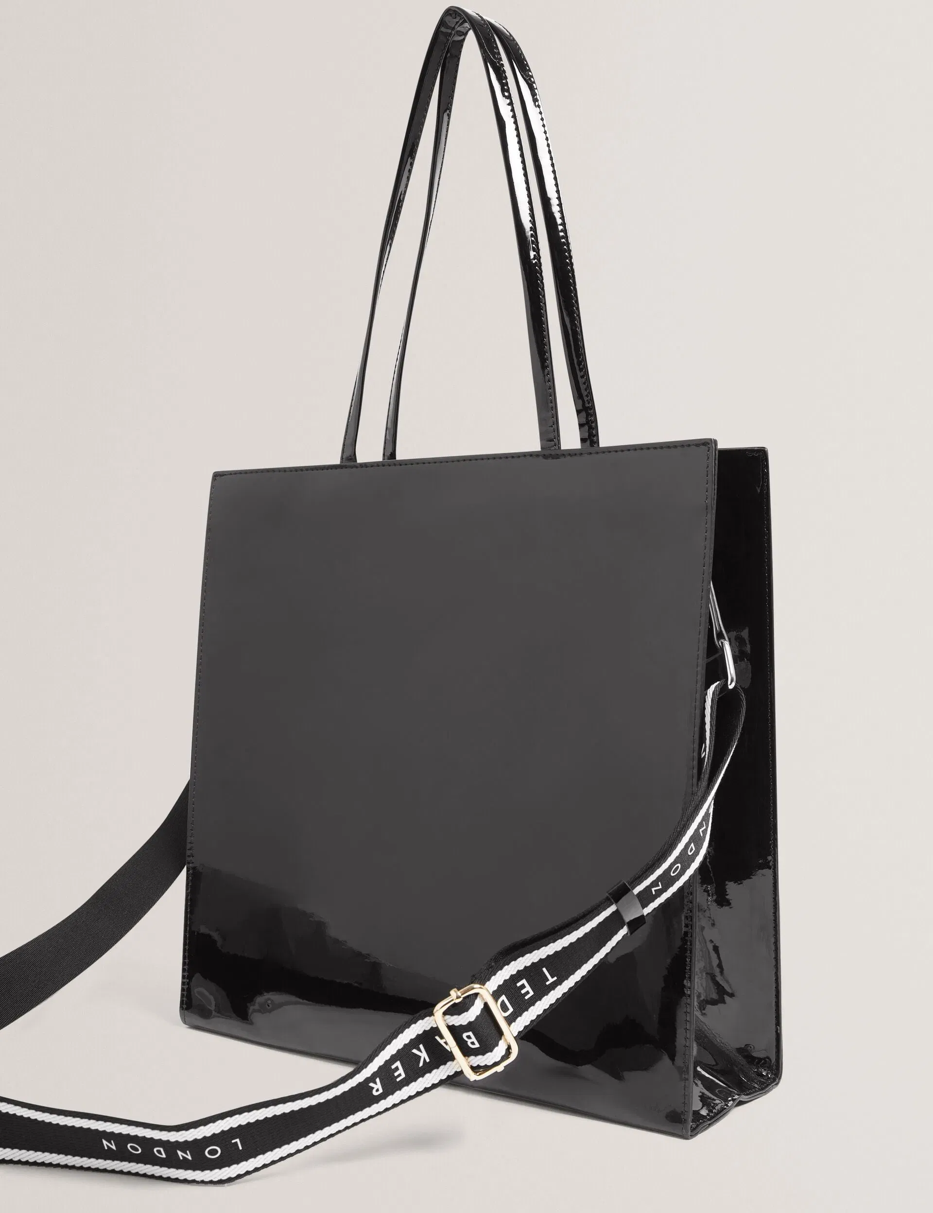 Ted Baker Iconny Patent Webbing Strap Large Icon Tote Bag Black Women's