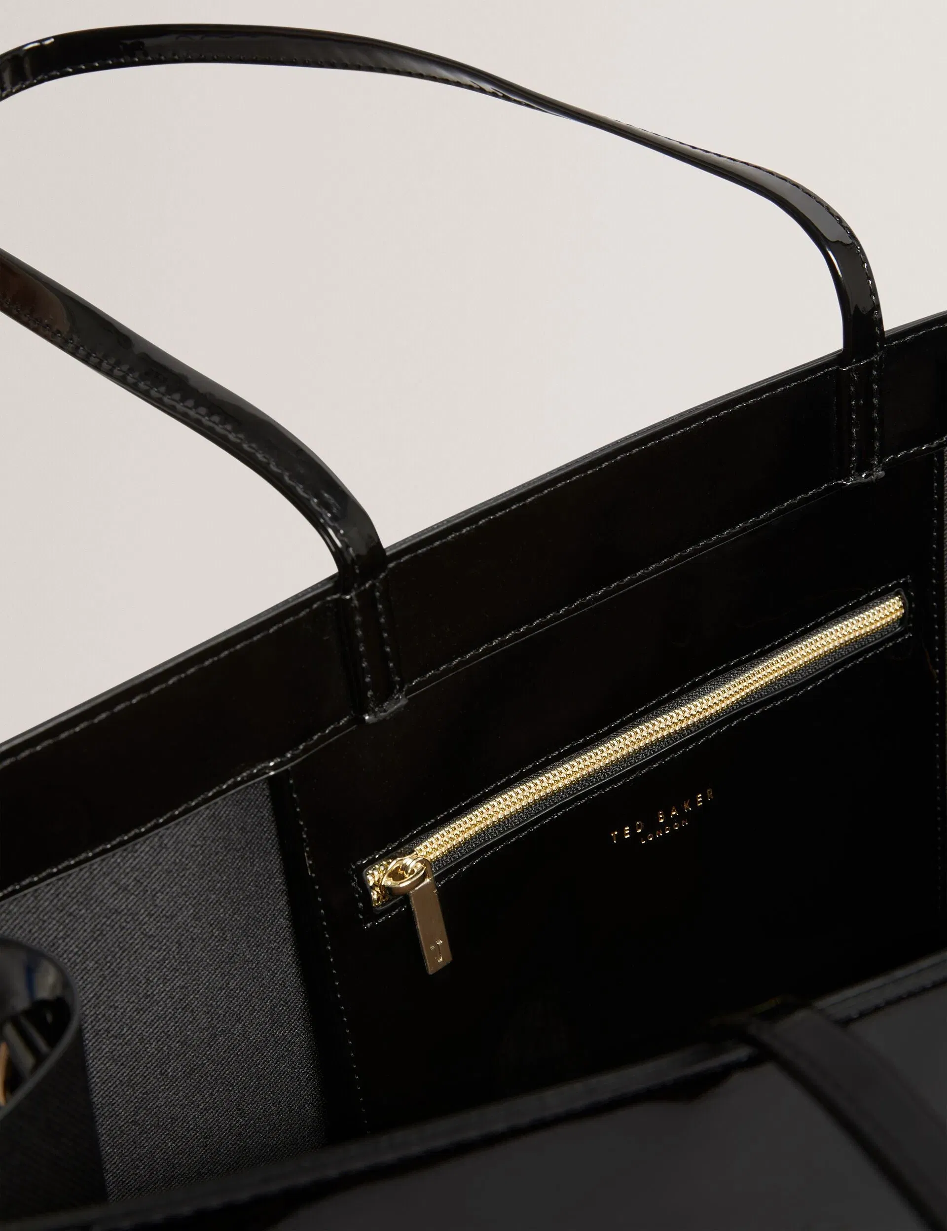 Ted Baker Iconna Patent Webbing Strap Wide Icon Tote Bag Black Women's