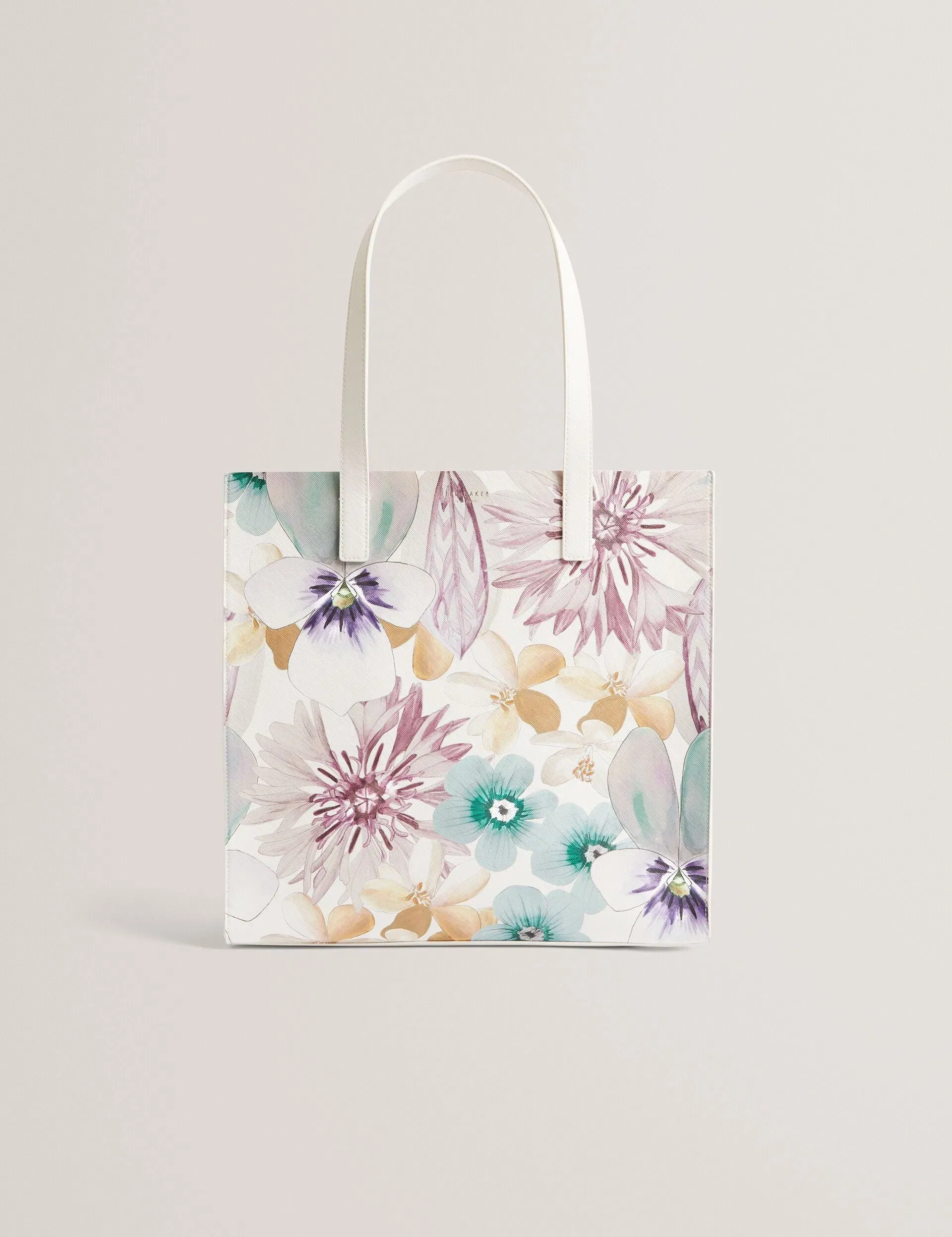 Ted Baker Halena Petal Print Pu Large Icon Tote Bag White Women's