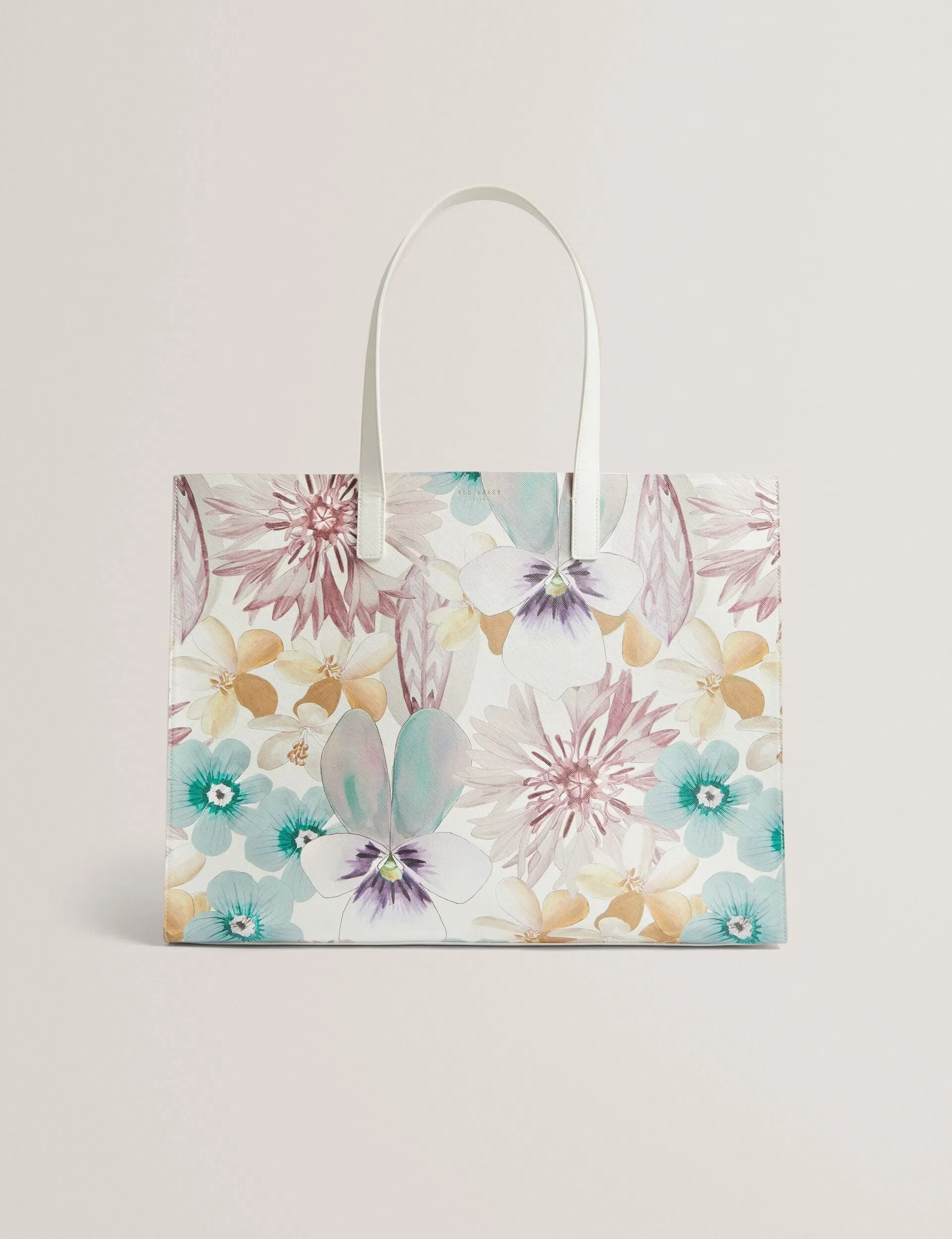 Ted Baker Haleen Petal Print Pu Wide Icon Tote Bag White Women's