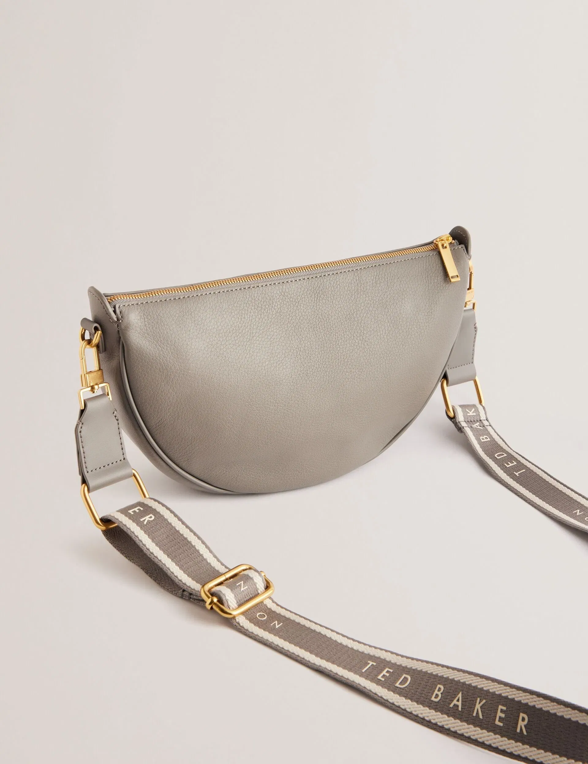 Ted Baker Essina Grey Half Moon Leather Crossbody Bag Mid Grey Women's