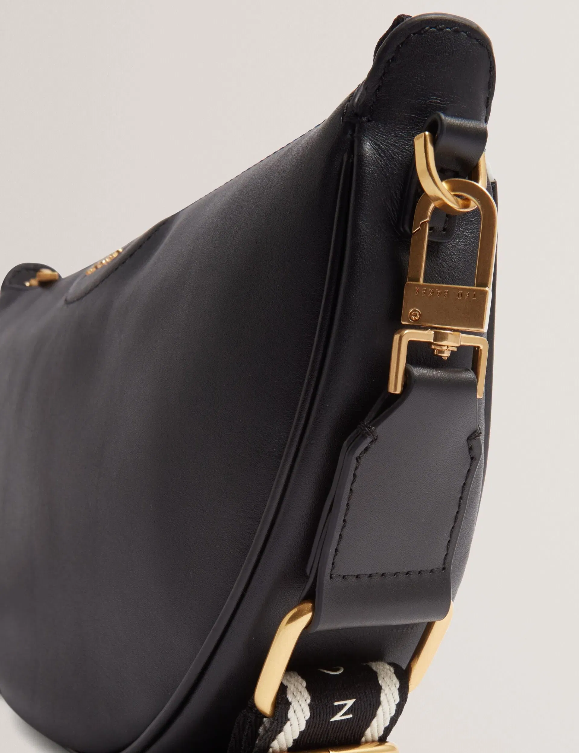 Ted Baker Essina Black Half Moon Leather Crossbody Bag Women's