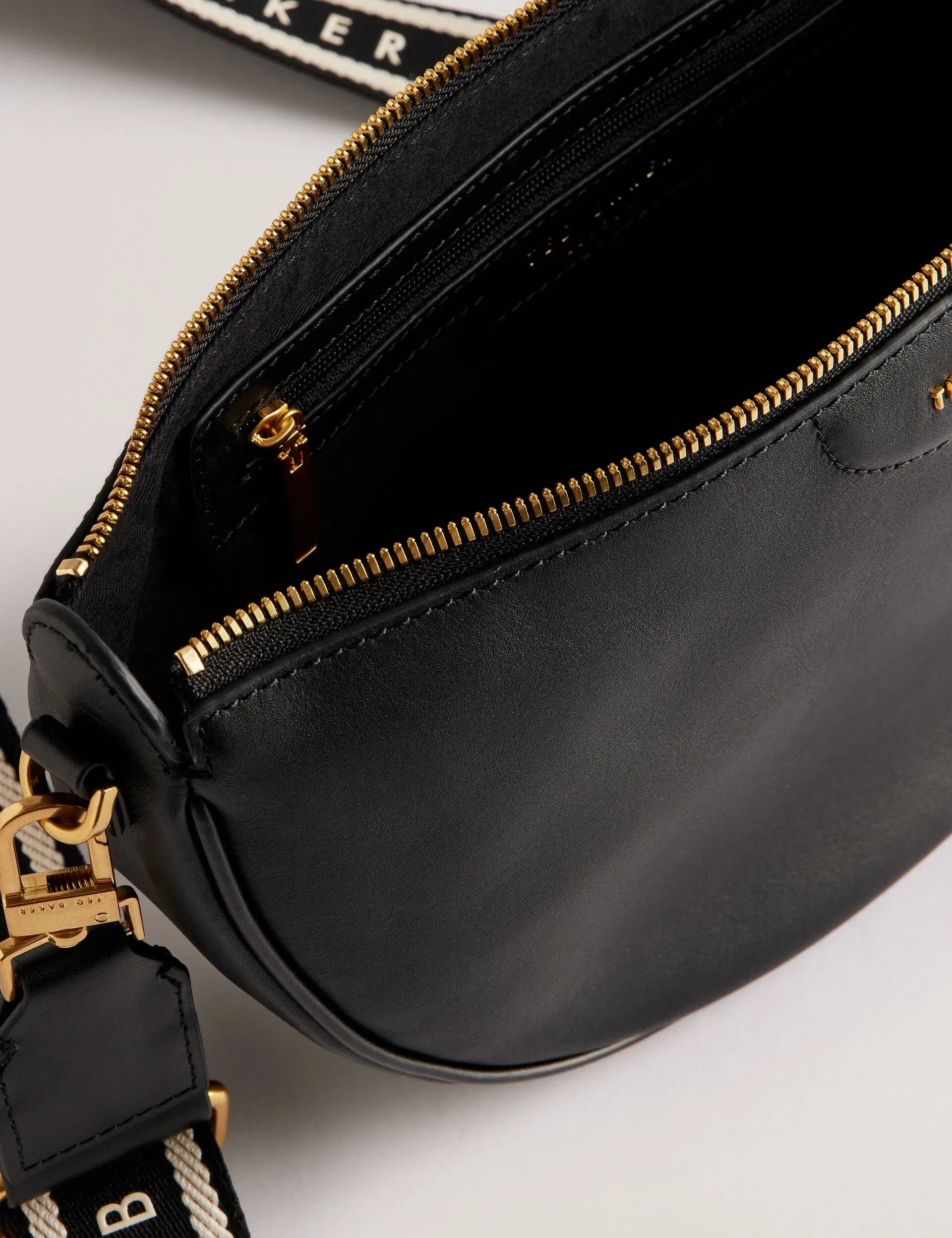 Ted Baker Essina Black Half Moon Leather Crossbody Bag Women's
