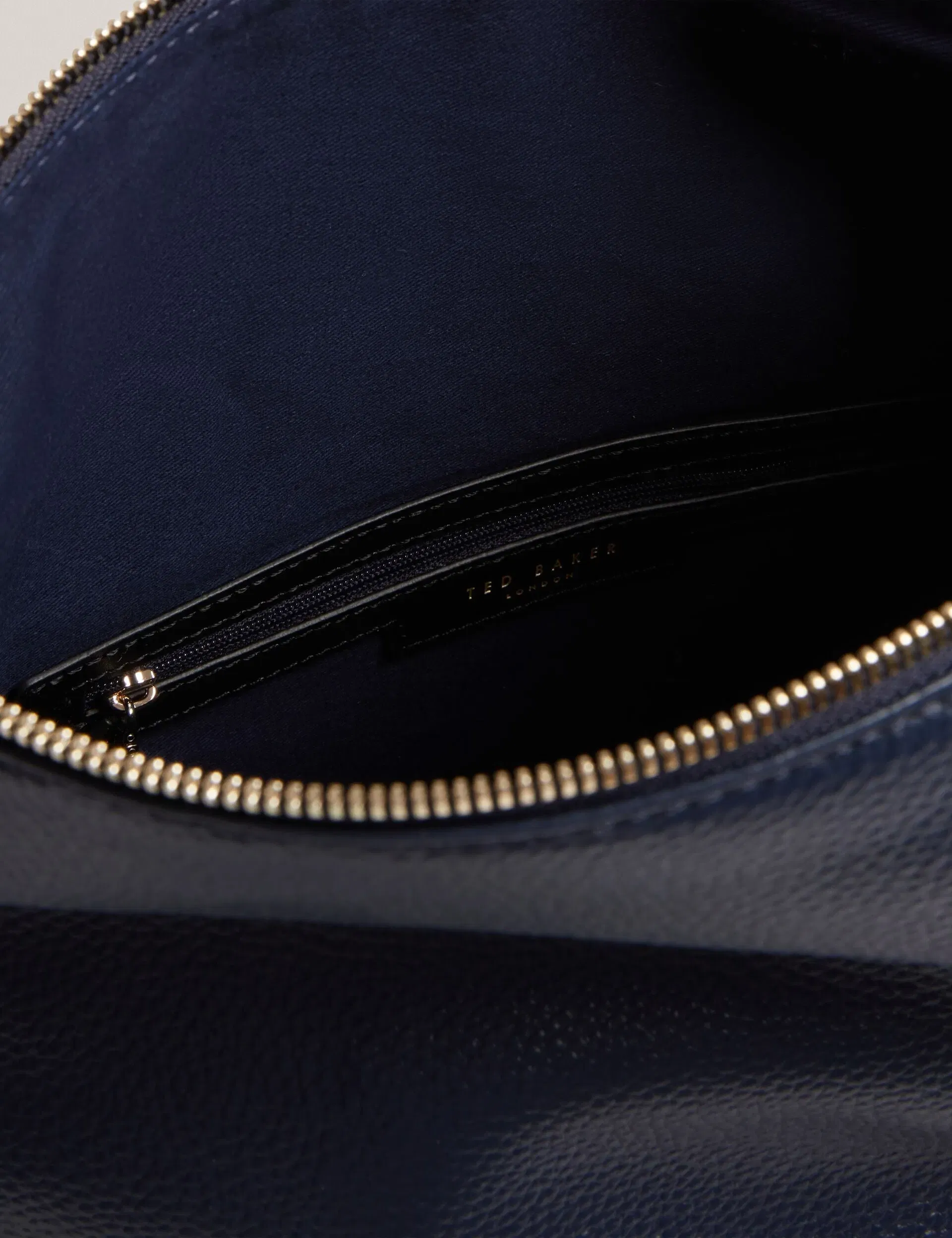 Ted Baker Essaya Leather Webbing Strap Fold Over Backpack Navy Women's