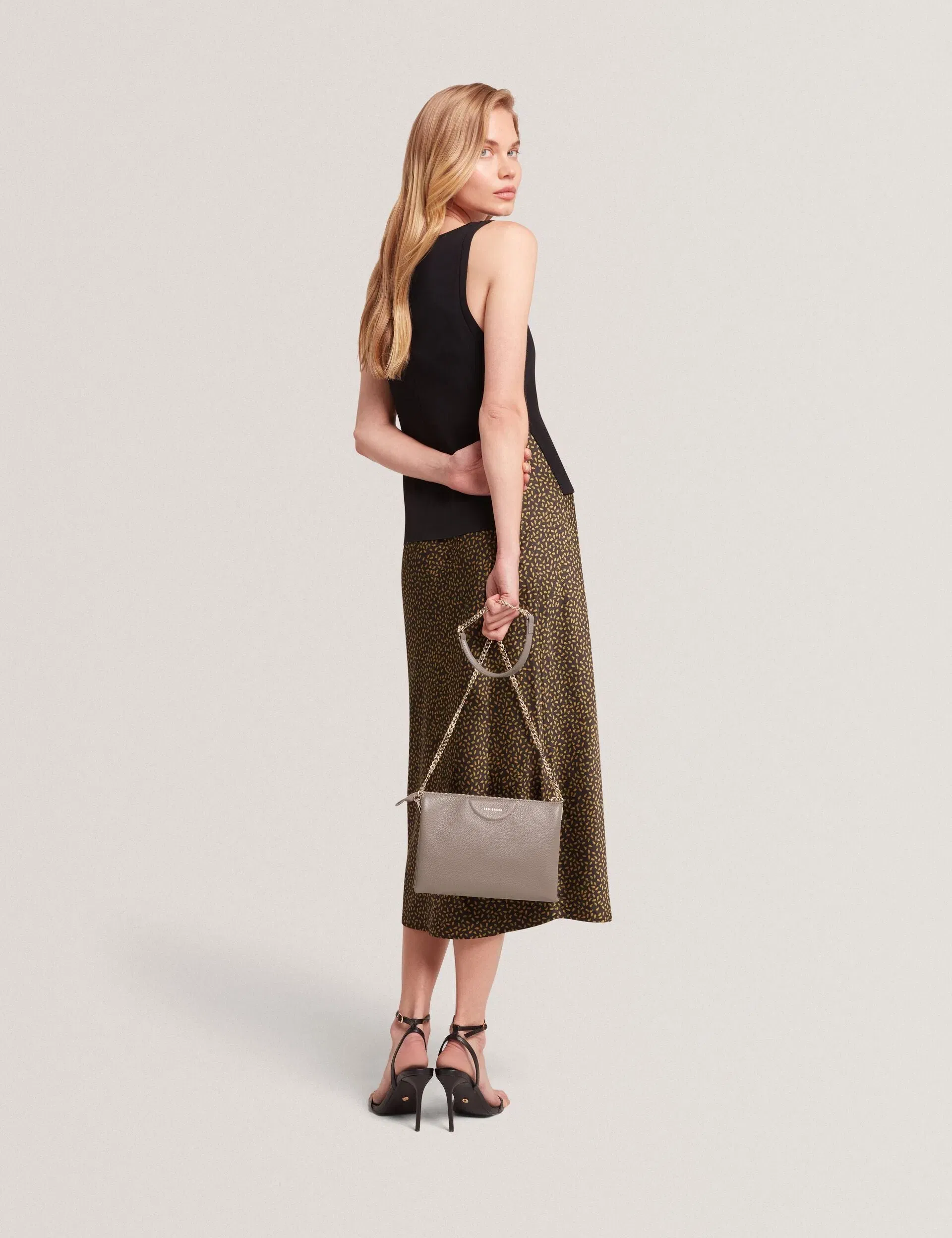 Ted Baker Esille Grey Branded Webbing Crossbody Leather Bag Mid Grey Women's