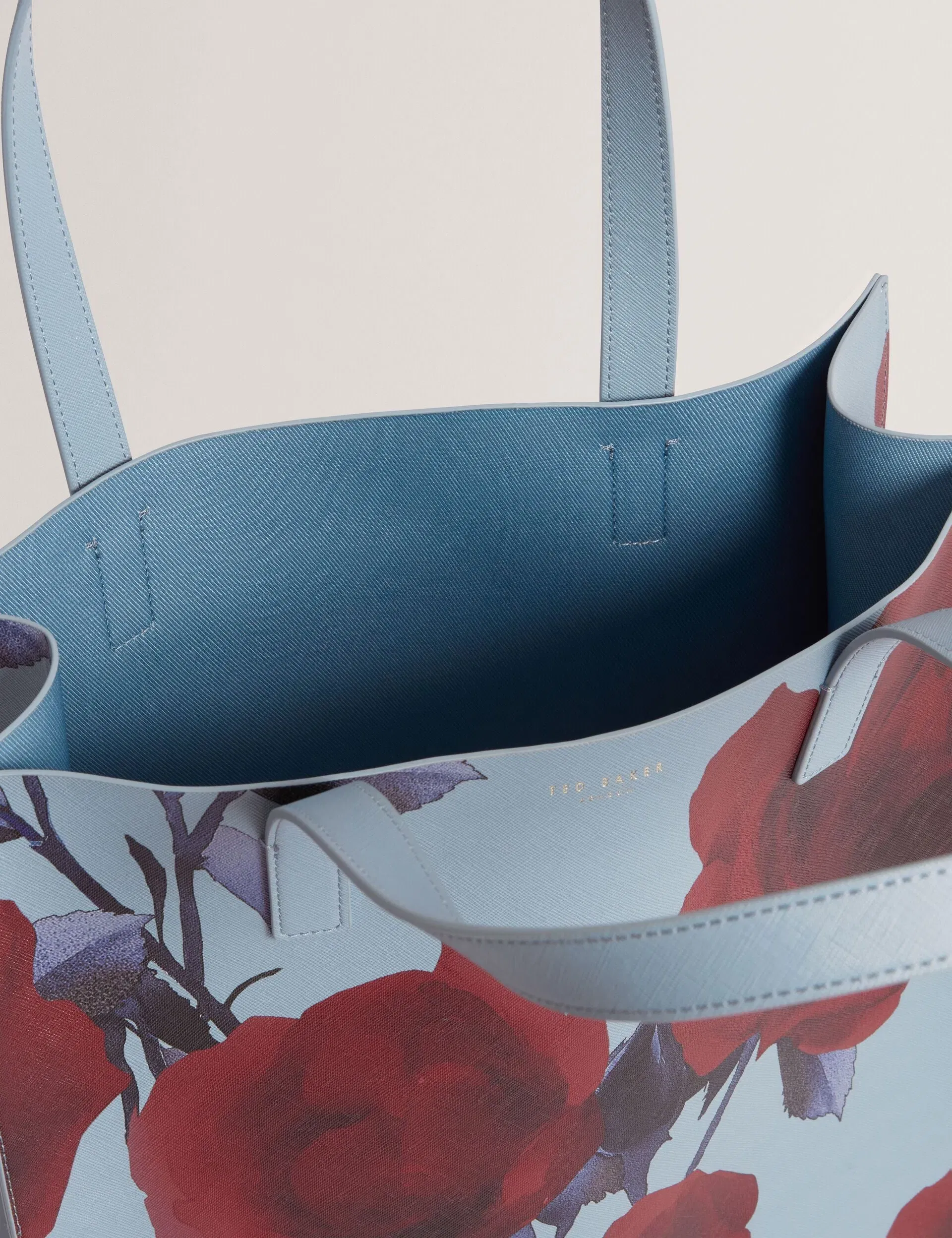 Ted Baker Elyzaa Large Rose Print Icon Bag Mid Blue Women's