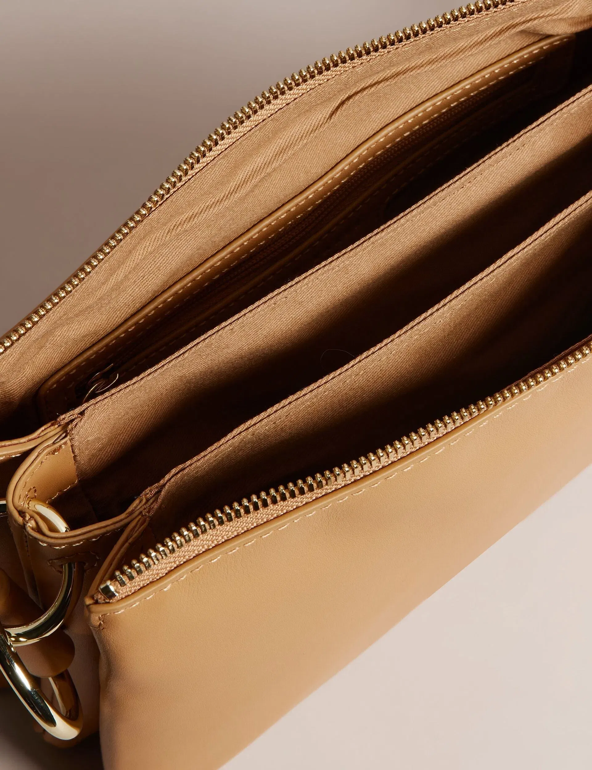 Ted Baker Darceyy Leather Crossbody Bag With Webbing Strap Taupe Women's