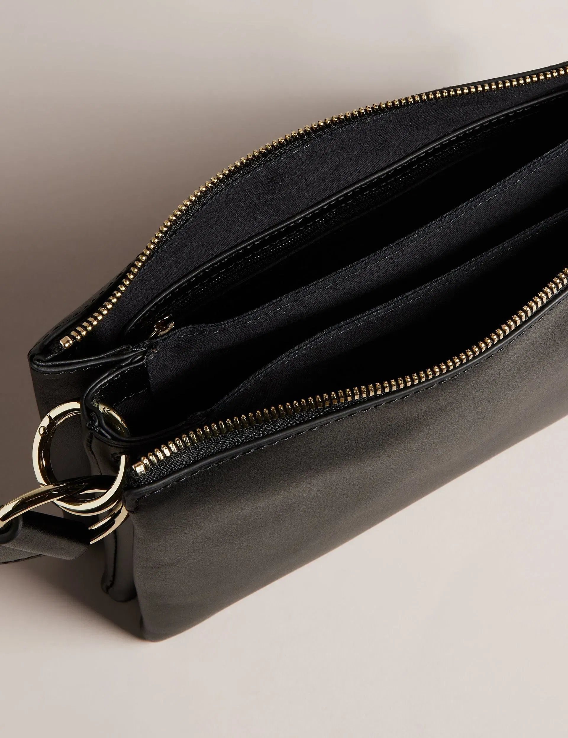 Ted Baker Darceyy Black Leather Crossbody Bag With Webbing Strap Jet Black Women's