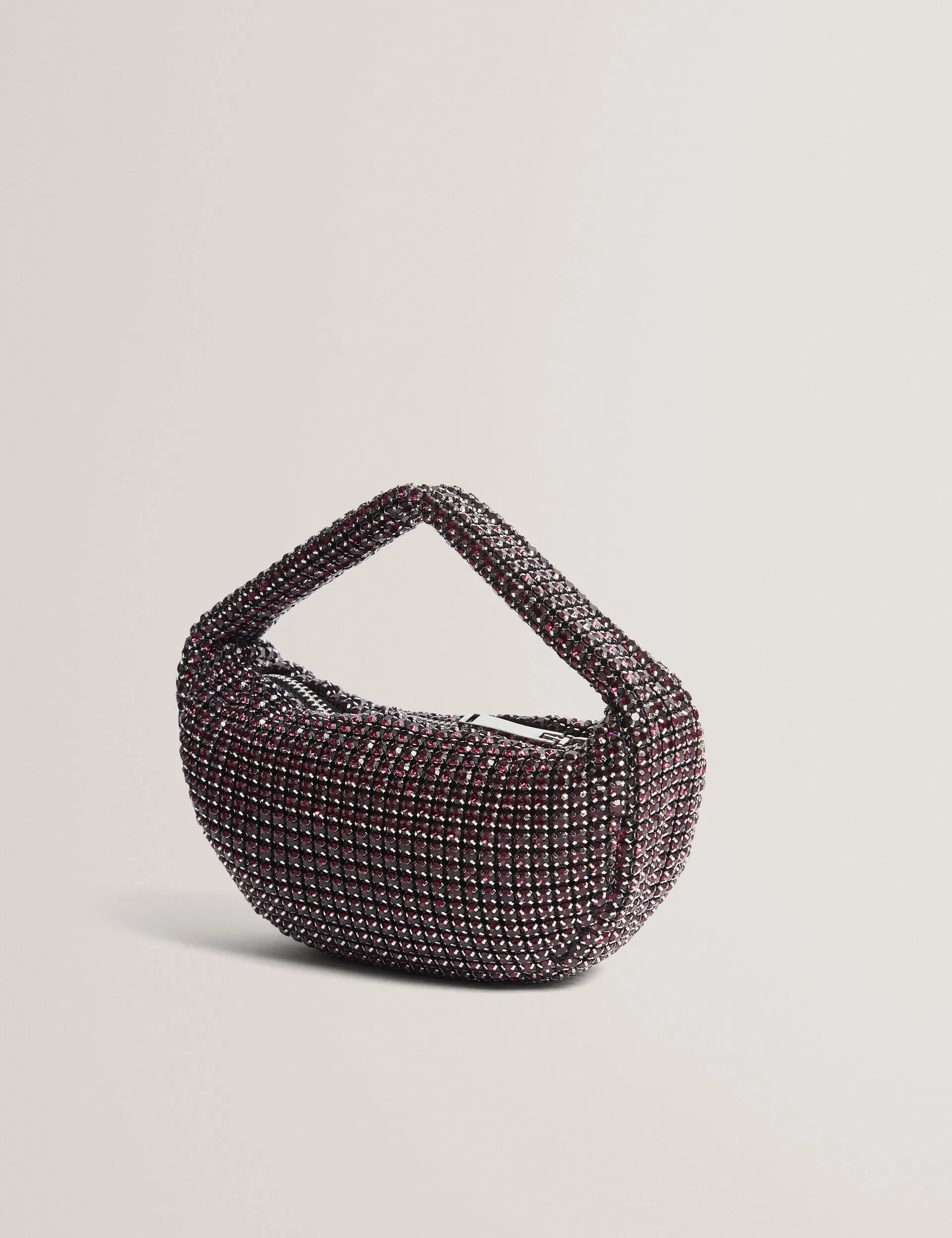 Ted Baker Crystol Crystal Embellished Mini Slouch Handbag Dark Red Women's